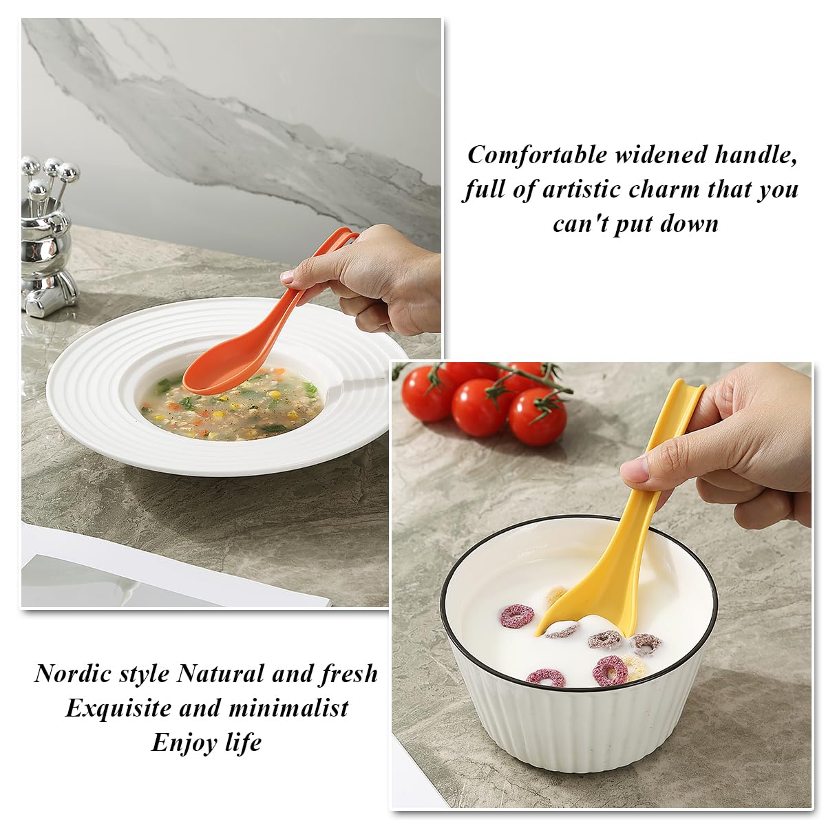 Cucharas de sopa de 24 piezas, cuchara de mesa de plástico reutilizable, cuchara asiática resistente y duradera, hecha de polipropileno de grado alimenticio, sin BPA, fácil de limpiar, apto 7
