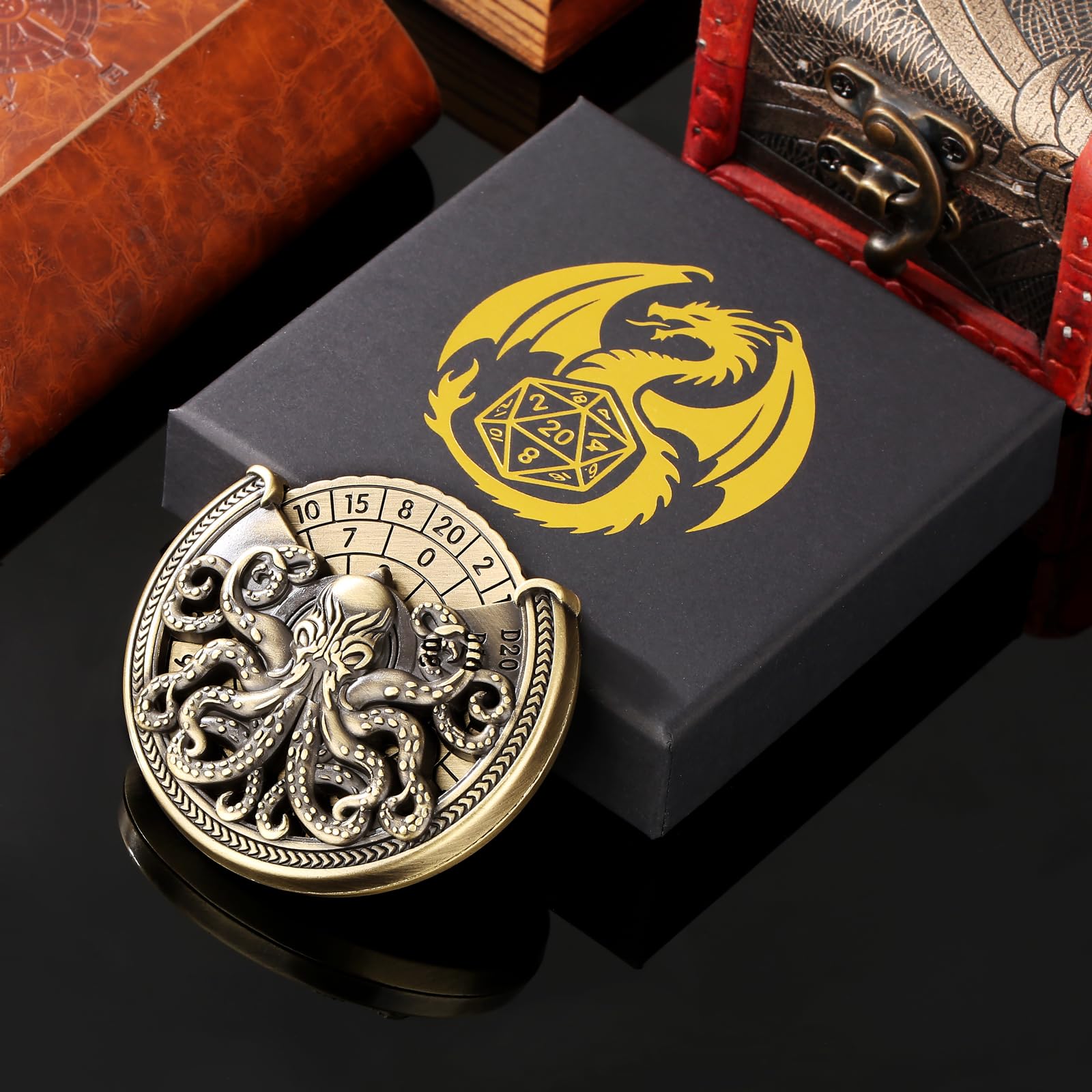 Set di dadi per D&D, set di dadi metallici 7 in 1, con giroscopio a punta di dita, set di dadi per roulette e polpi, set di dadi per D&D, regali di D&D con confezione regalo, accessori per giochi di