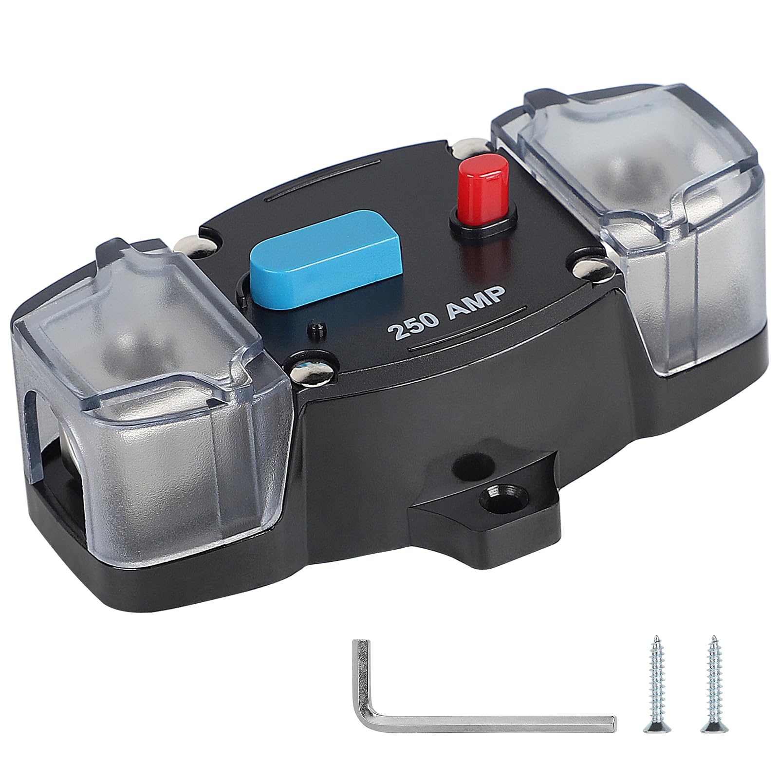 EFUTURETIME Interruttore Automatico 250A Portafusibile di Ripristino 12v-48v DC Con Riarmo Manuale per Impianto Audio/Video Auto, Barca