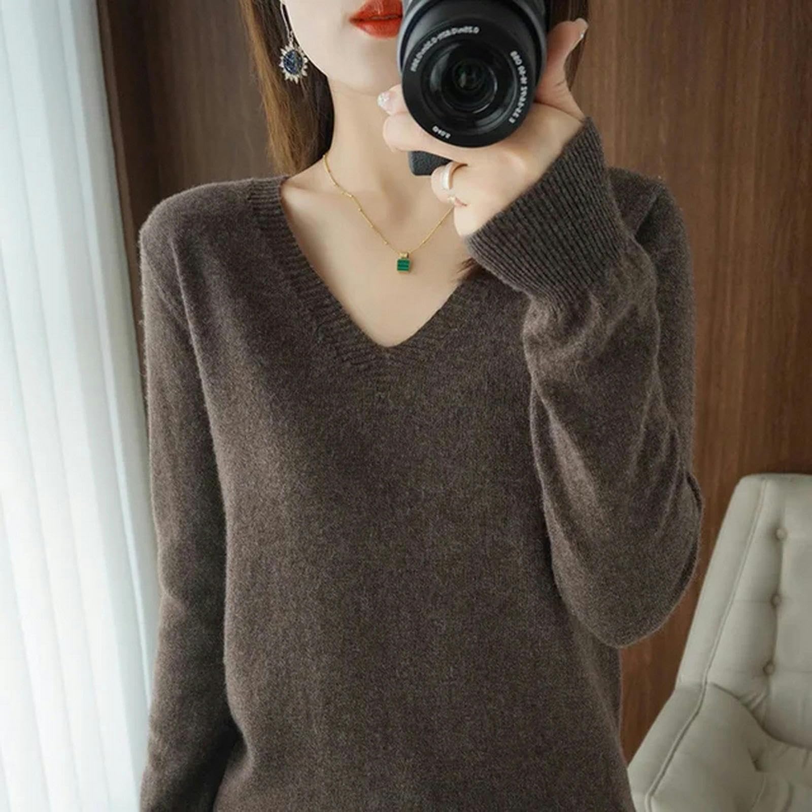 Sweter dla kobiet swetry damskie dekolt w serek solidne swetry swetry wiosna jesień damski sweter zima ciepła dzianina dół koszula