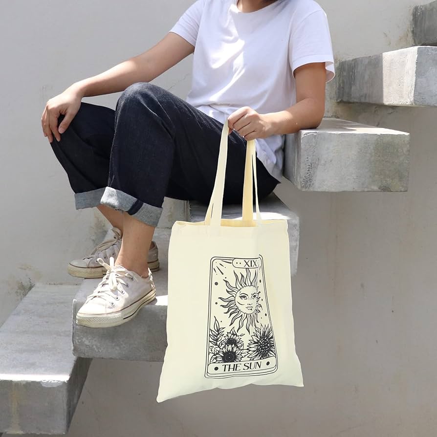 Amazon.com: Sadnyy 4 Pieces Moon Canvas Tote Bags Cute