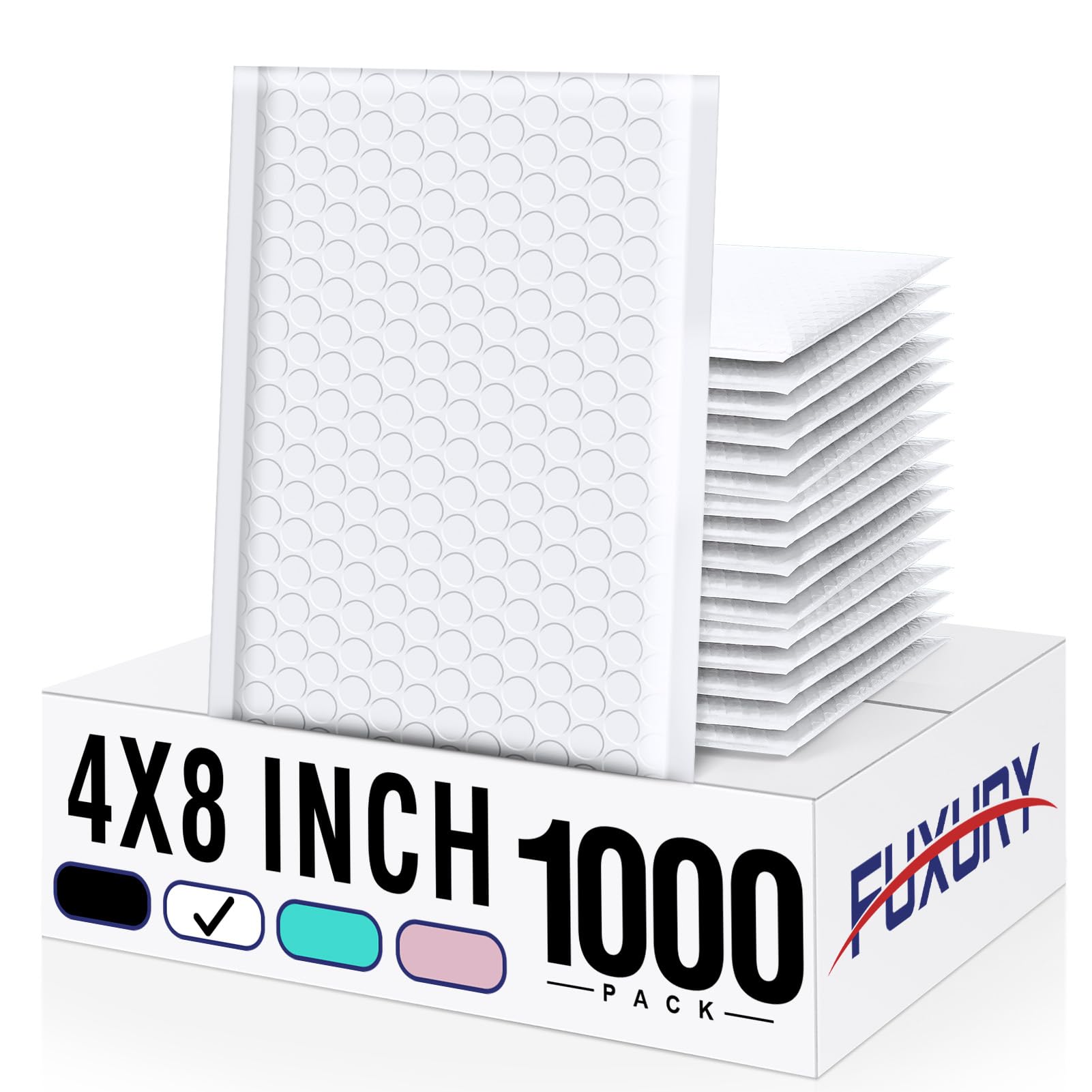 Fuxury Bubble Mailers 4x8" White Padded Envelopes 1000Pack | Usable Size 4x7",Strong Adhesion Thick Padded Mailers for Small Business Mailing Small