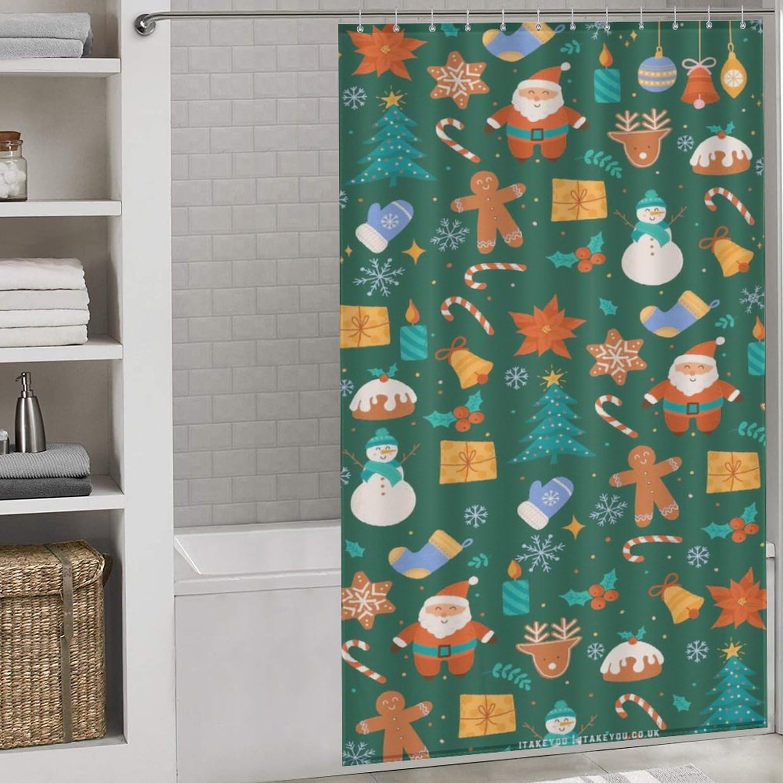 Rideau de douche de Noël pour enchanter la salle de bain des enfants