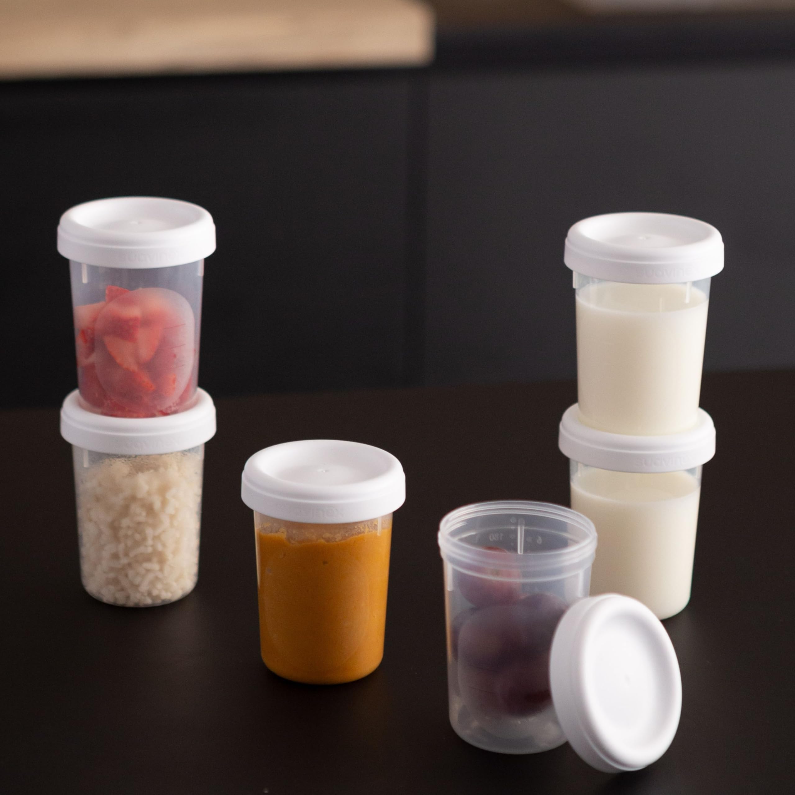 Suavinex, 10 Pots de Conservation du Lait Maternel. Pour stocker et transporter l'aliment du bébé. Pots Hermétiques. Anti-Fuite. Avec couvercle à vis. Réutilisables. 10 unités