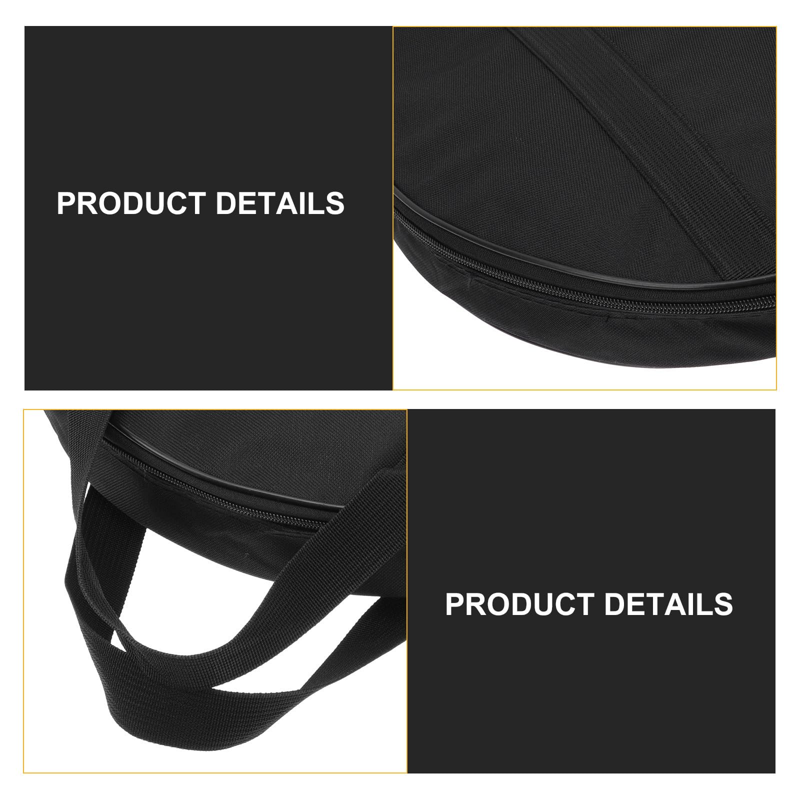 Bolsa Protectora Portátil Cremallera a Prueba de Óxido Funda Pandereta de Tela Oxford Negra Adecuado para Transporte y Almacenamiento de Instrumentos