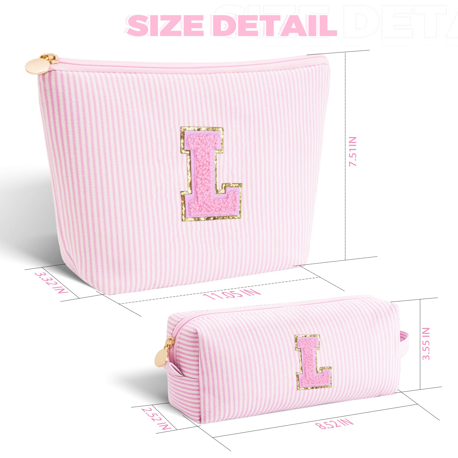 Birthday Gift for Kids Teen Girls | Dance Recital Gifts for Girls | Cosmetic Bag Daughter Sister Gifts Birthday for Women Teacher Preppy Makeup Bag - Pink,L
