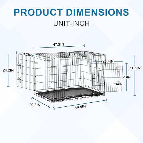 Miniatura 75 de Jaula para perros, jaula para perros, perrera de alambre de metal para exteriores, plegable de doble puerta, jaula para mascotas para perros Negro