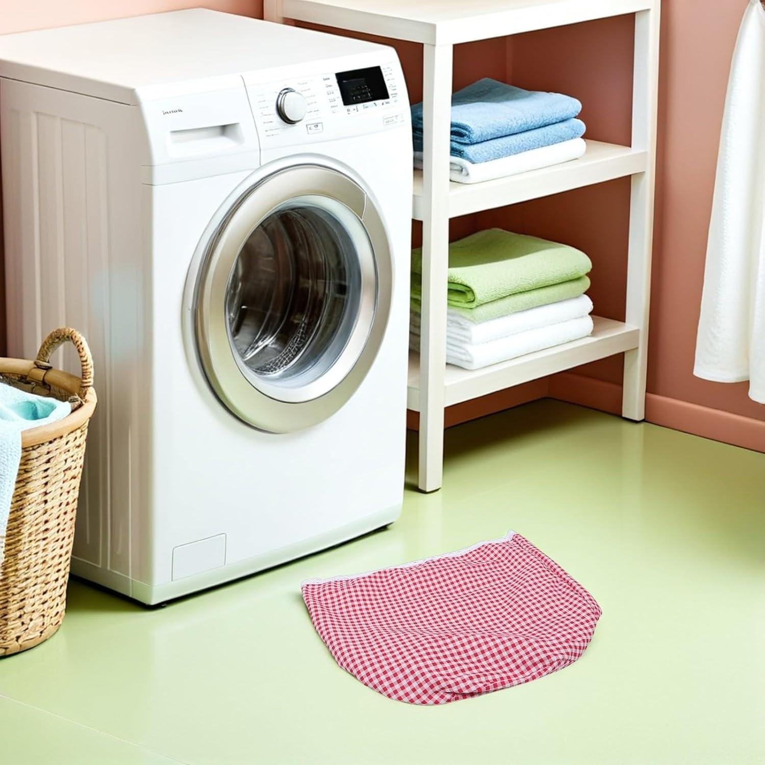 2pcs Fabric Laundry Basket Liner for 70l 16.5 Gallon Red Checkered | Removable Cloth Insert, Machine Washable for Daily Use, Fits Basket or Storage Bin, Country Style for Home Organization