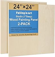 Vista 15 de Falling in Art - Juego de paneles de lienzo de madera de abedul sin terminar, paquete de 2 tablas de cuna de estudio de 3/4 pulgadas de profundidad
