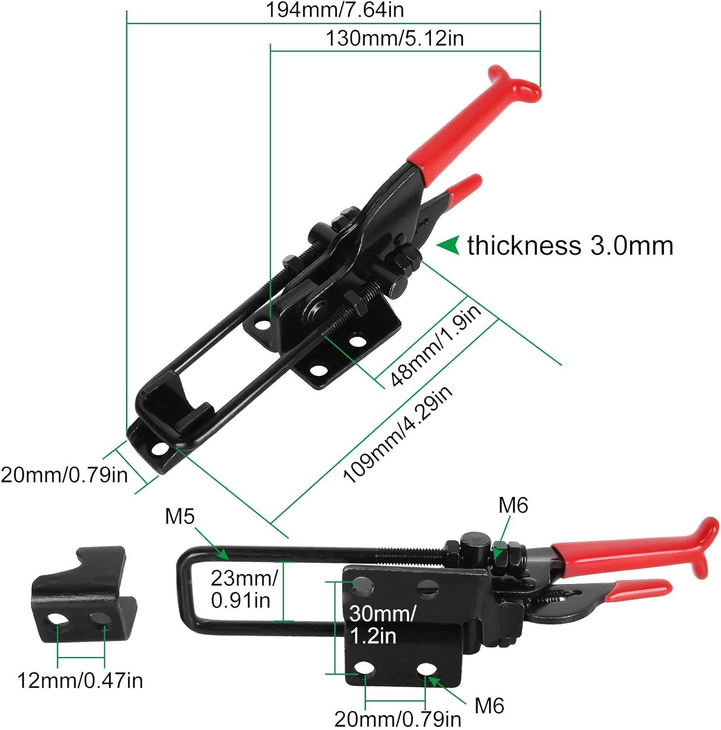 4PCS Black Toggle Latch Clamp Self-Lock Adjustable Toggle Clamp 770LBS Holding Capacity Heavy Duty Toggles Latch Hasp Clamps For Door, Box Case Trunk, Quick Release Smoker Pull Latch (GH-431)