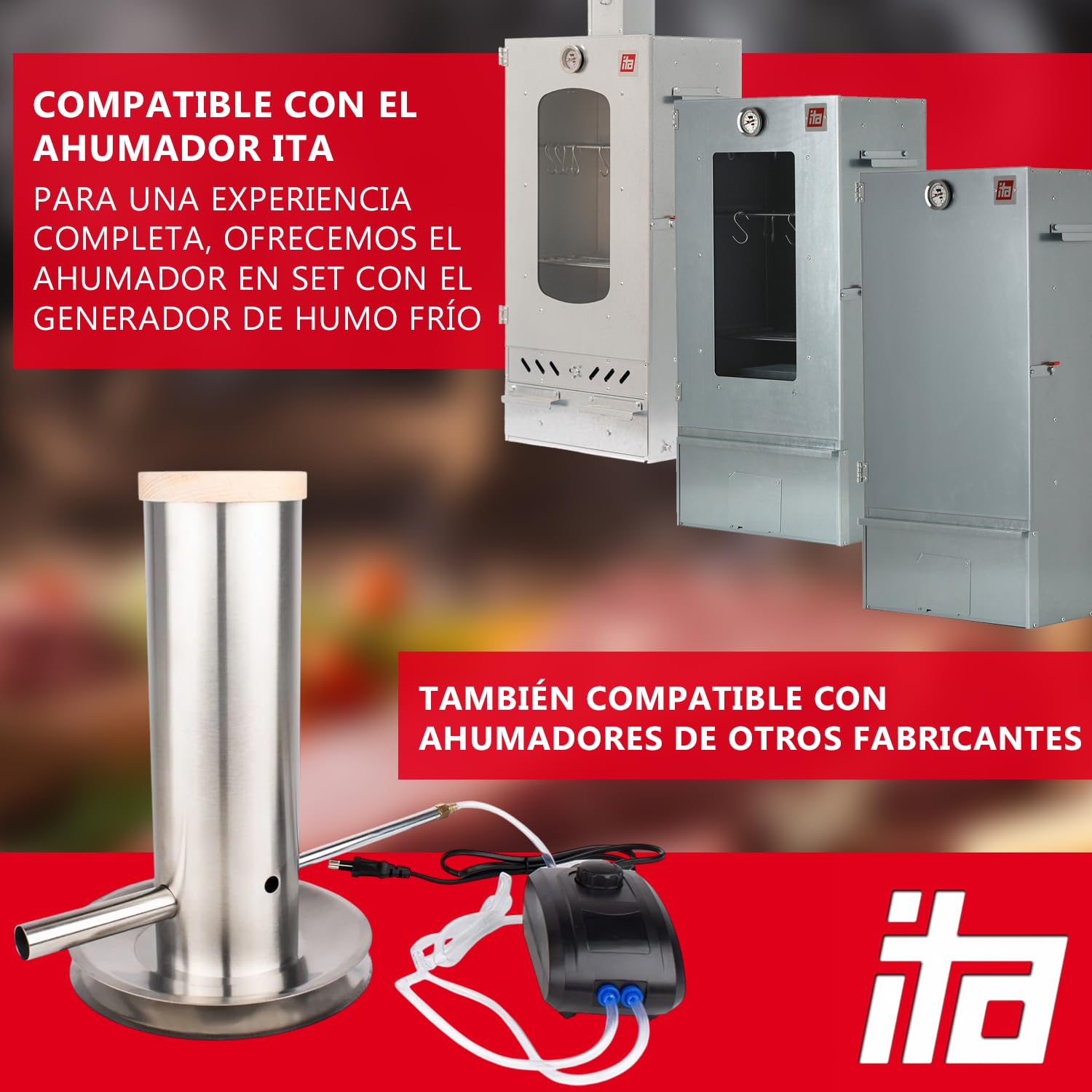 ITA Generador de Humo Frío Premium de Acero Inoxidable - Productor de Humo para Ahumadores - Generador de Humo para Ahumar en Frío Pescado, Carne, Queso