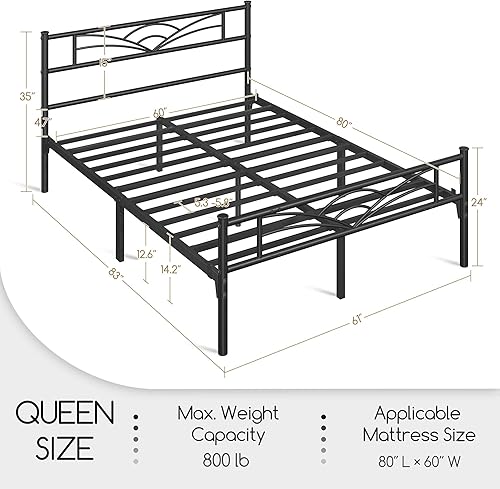 Miniatura 2 de Yaheetech Queen Size Bed Frames Metal Platform Bed Mattress Foundation with Cloud-Inspired Design Headboard/Footboard/Ample Under Bed Storage/No Box