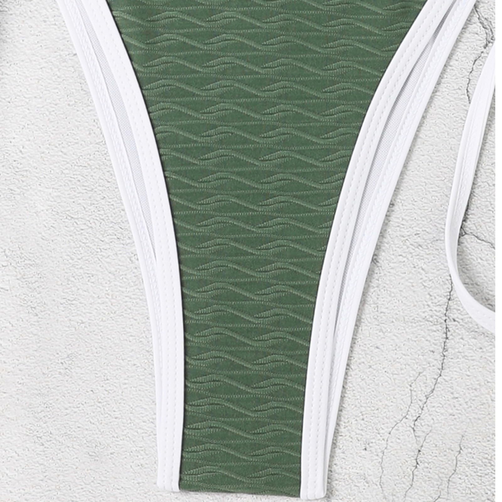 Ensemble Bikini pour Femme, Haut de Bikini Gros Seins, Bikini brésilien Triangle, Maillot de Bain élégant, Maillot de Bain Deux pièces, String Taille Basse, Triangle Dos Cou