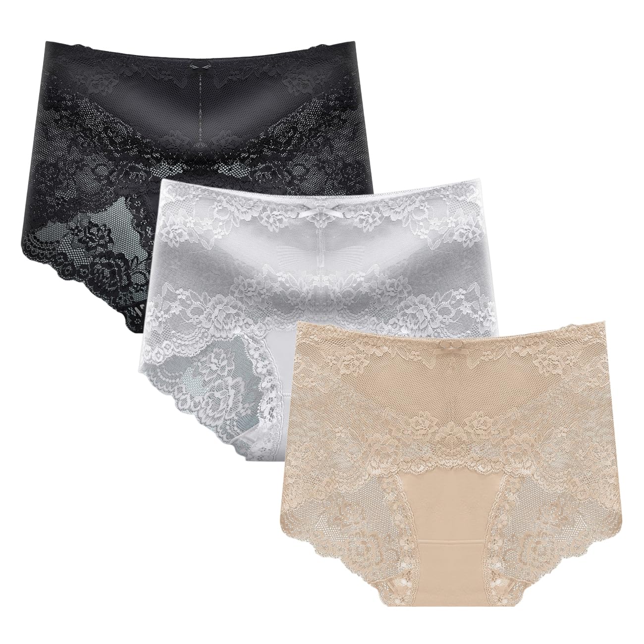 marysgiftCotton High Waist Knickers Women Ladies Lace Soft Briefs 3 Pack