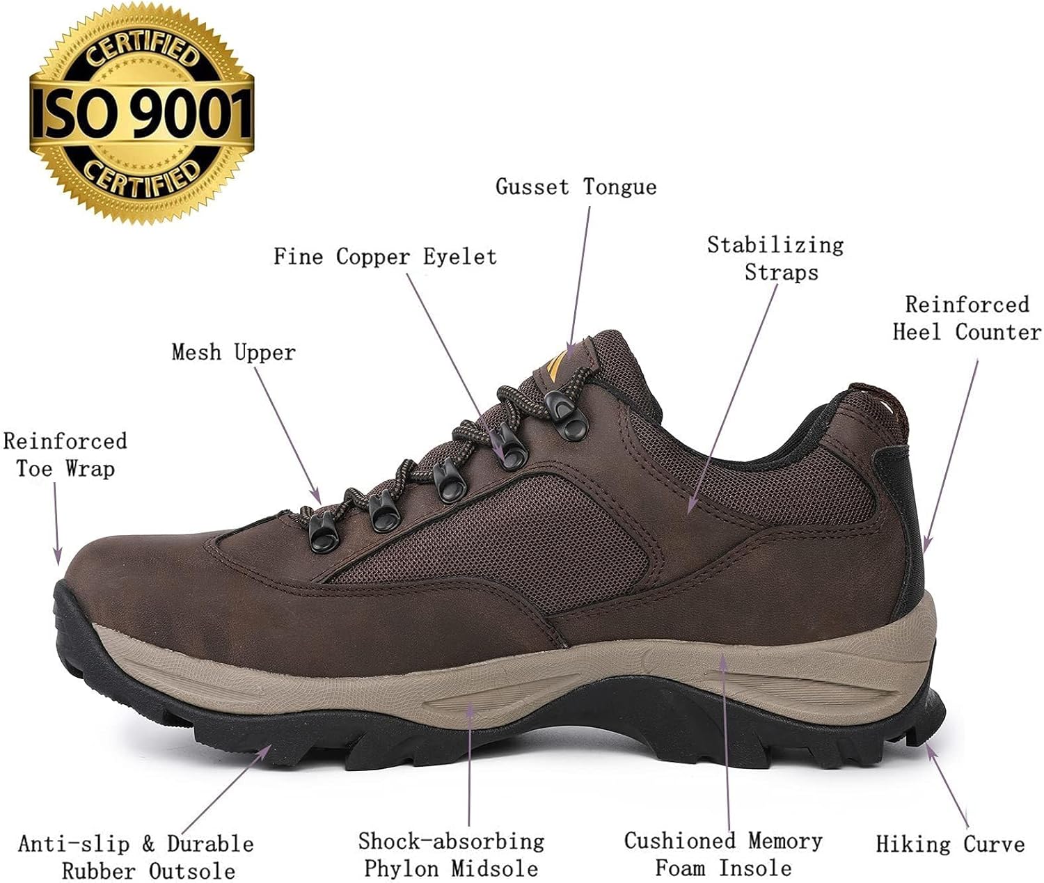 CC-Los Sneaker Herren Bequem Leichte Wanderschuhe Atmungsaktive Trekkingschuhe Braun 40 - Image 8