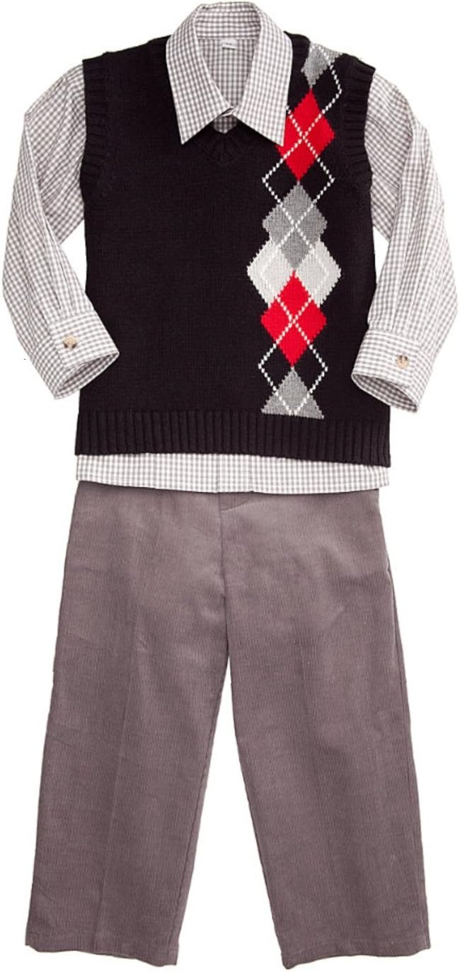 Good Lad Boys Infant Black Argile Sweater Vest 3-Piece Set (7)