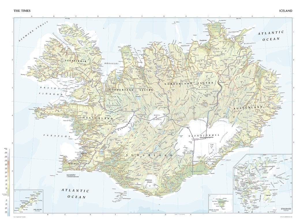 The Times Atlas: Iceland - Compact - 22.25 x 16.25 inch Poster - Front Lamination