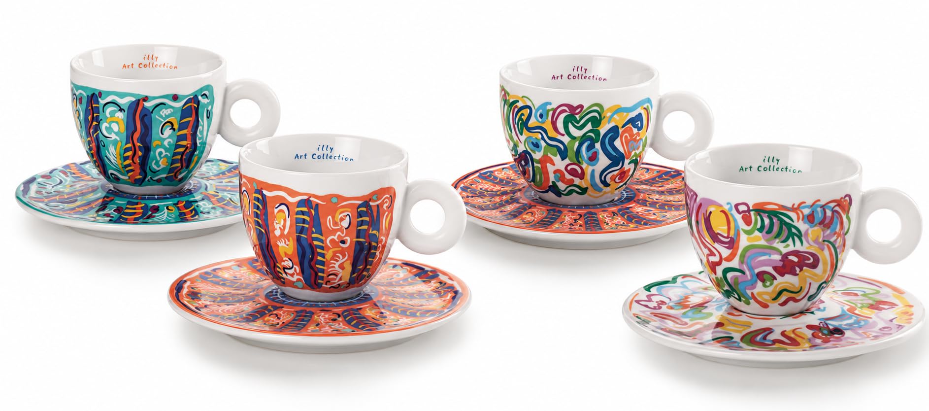illy Art Collection Sol Calero | 25367 Un juego de 4 tazas de capuchino, numeradas y firmadas por el artista
