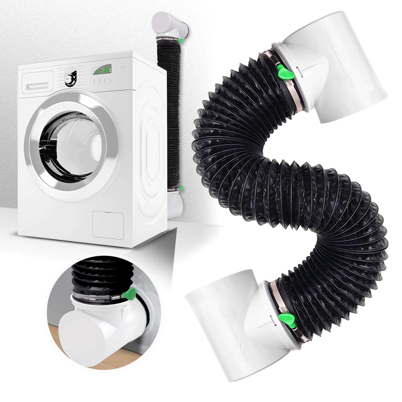 Dryer vent hose connector kit with 90 degree elbow