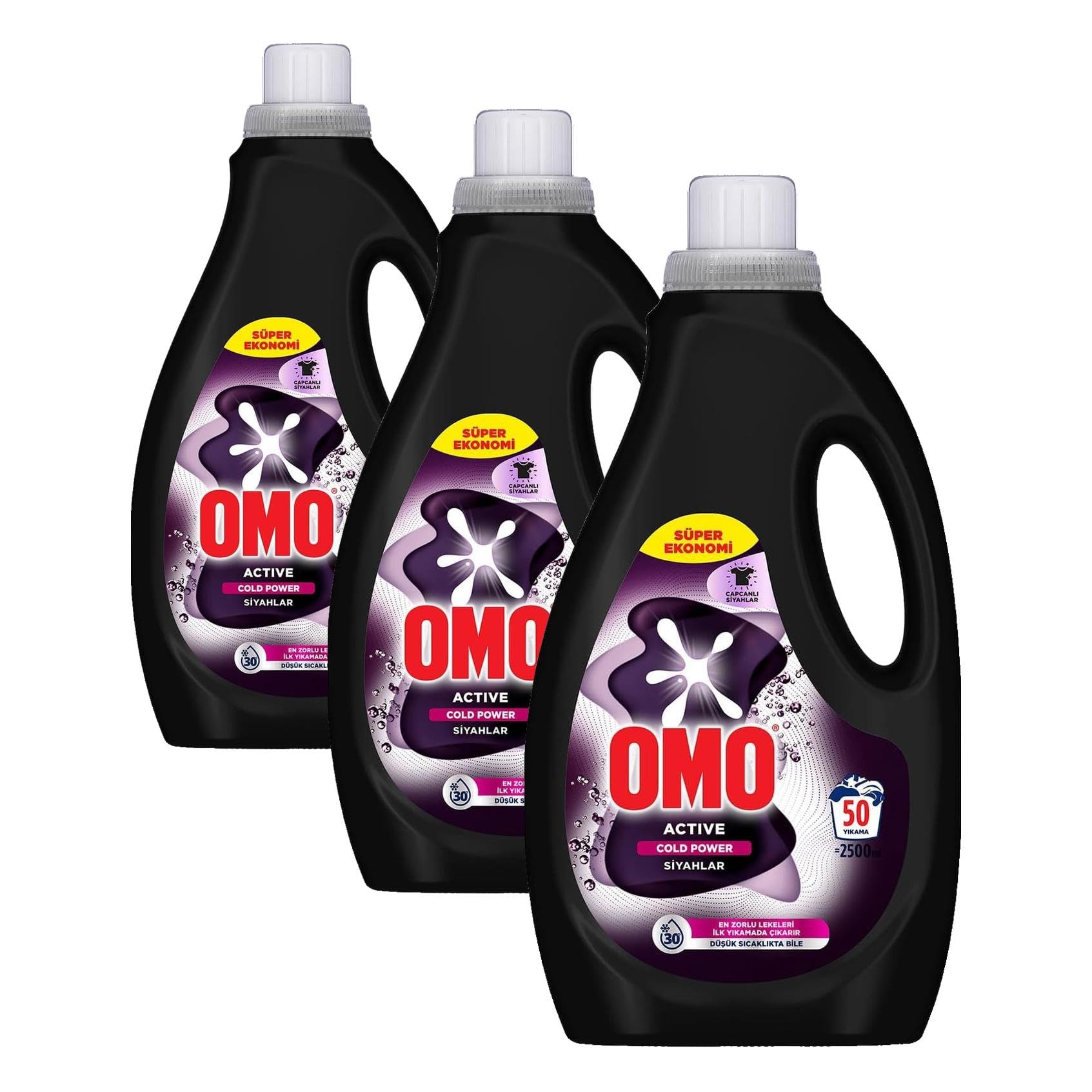 OMO Active Cold Power Siyahlar İçin Sıvı Deterjan 2500 ml (3 paketi)