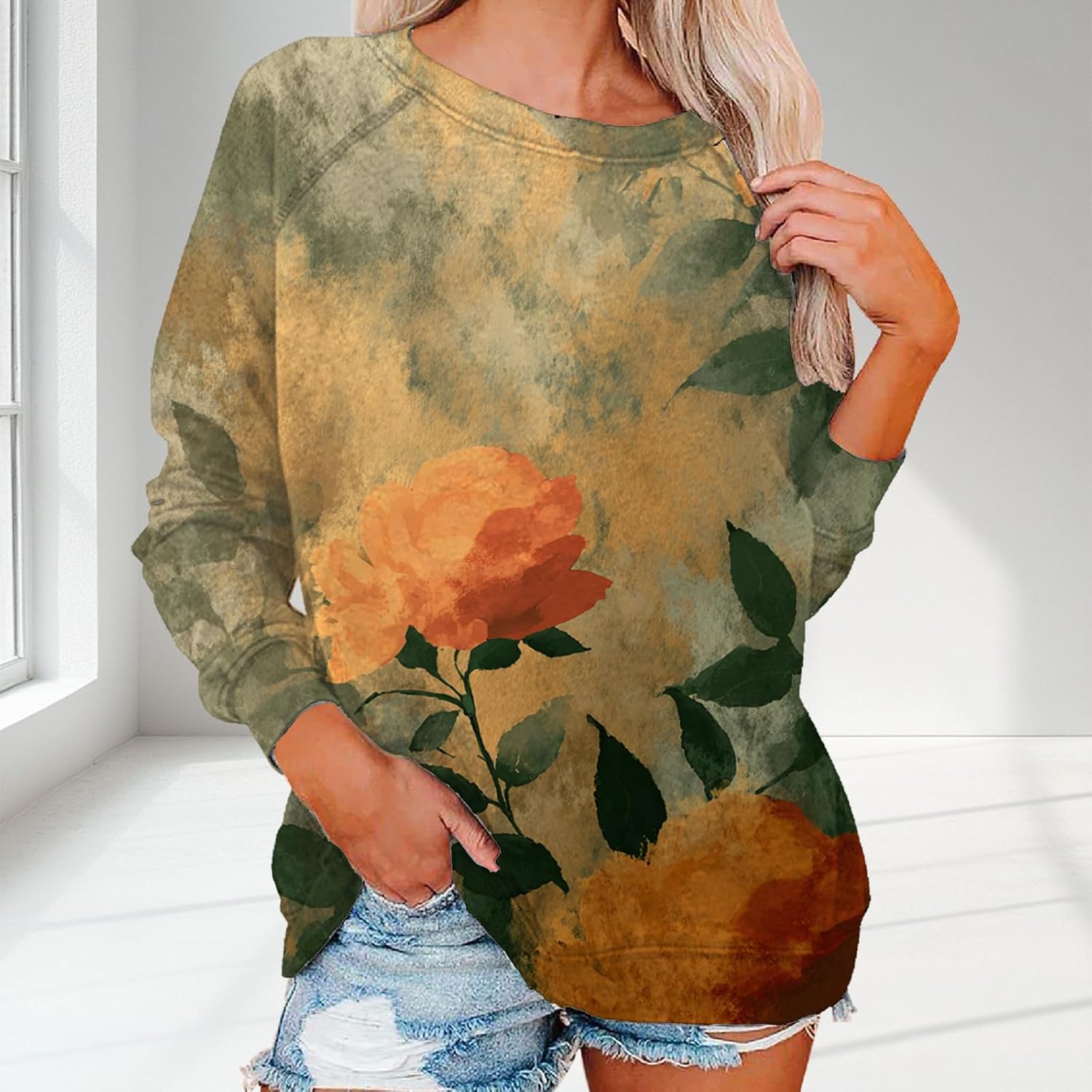 Graphic Sweatshirts for Women Crewneck Long Sleeve Basic Tee Shirts Loose Fit Casual Y2K Girls Pullover Tops - Image 2