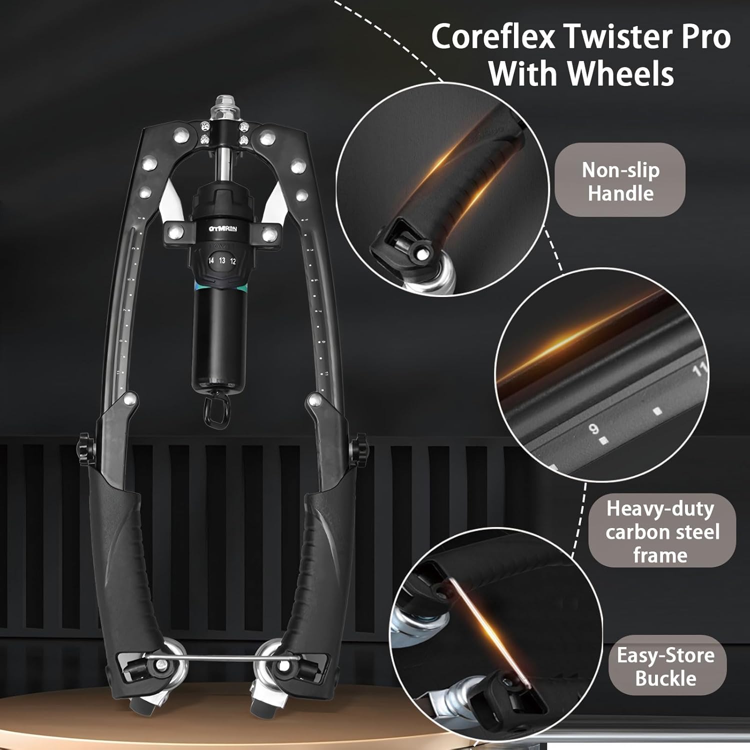 Mymus Coreflex Pro 3-in-1 Hydraulic Chest Press Machine - 22-440lbs Adjustable Weight, Portable with Wheels, Perfect for Home Gym, Upper Body & Abs Workout Equipment