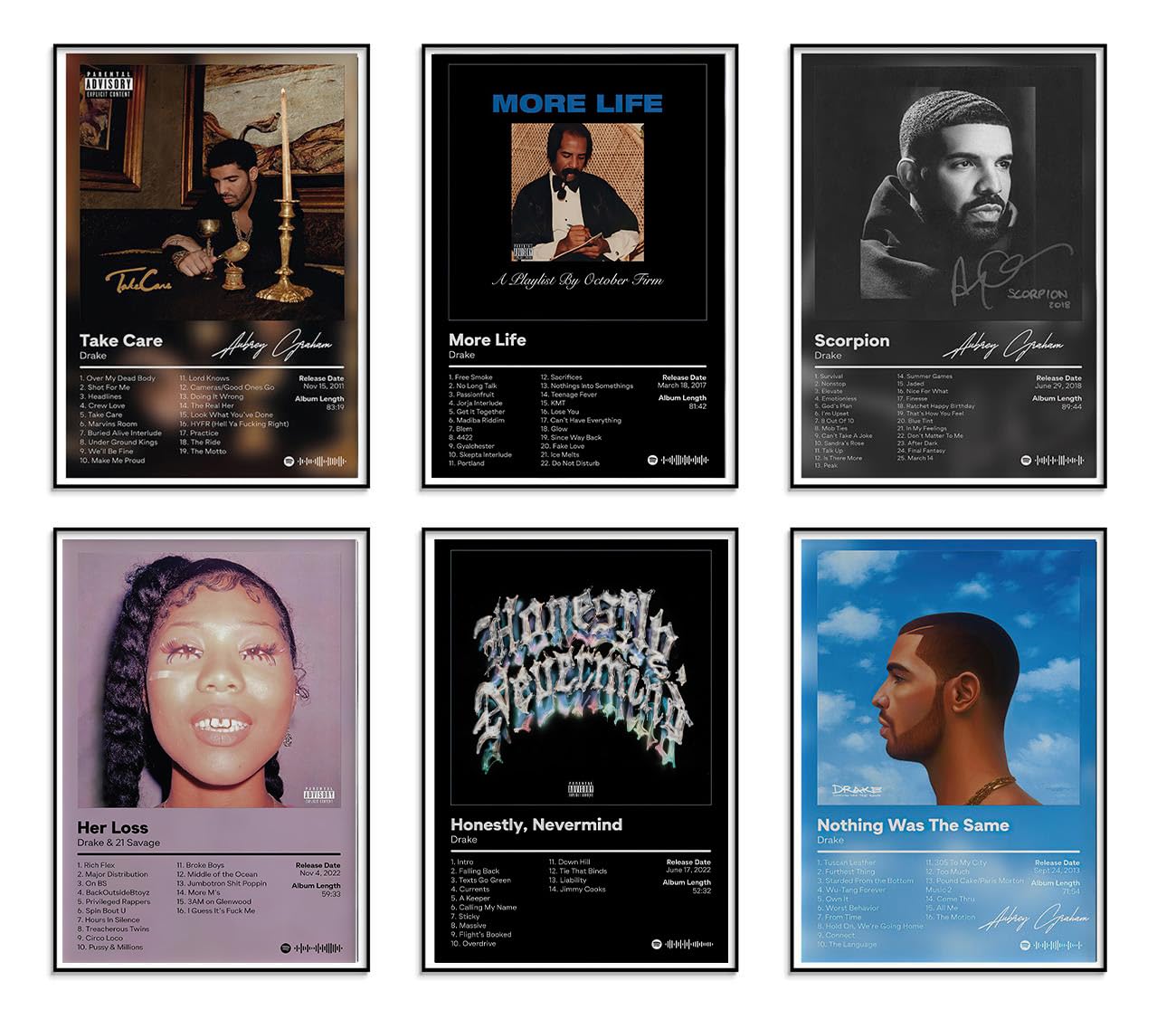 Drake Poster Album Cover Limited Edition Posters ,Rapper Music Posters Room Aesthetic Canvas Wall Art Prints for Teens, Boys, Girls Room Decor Set of 6 for(8x12inch, Unframed)