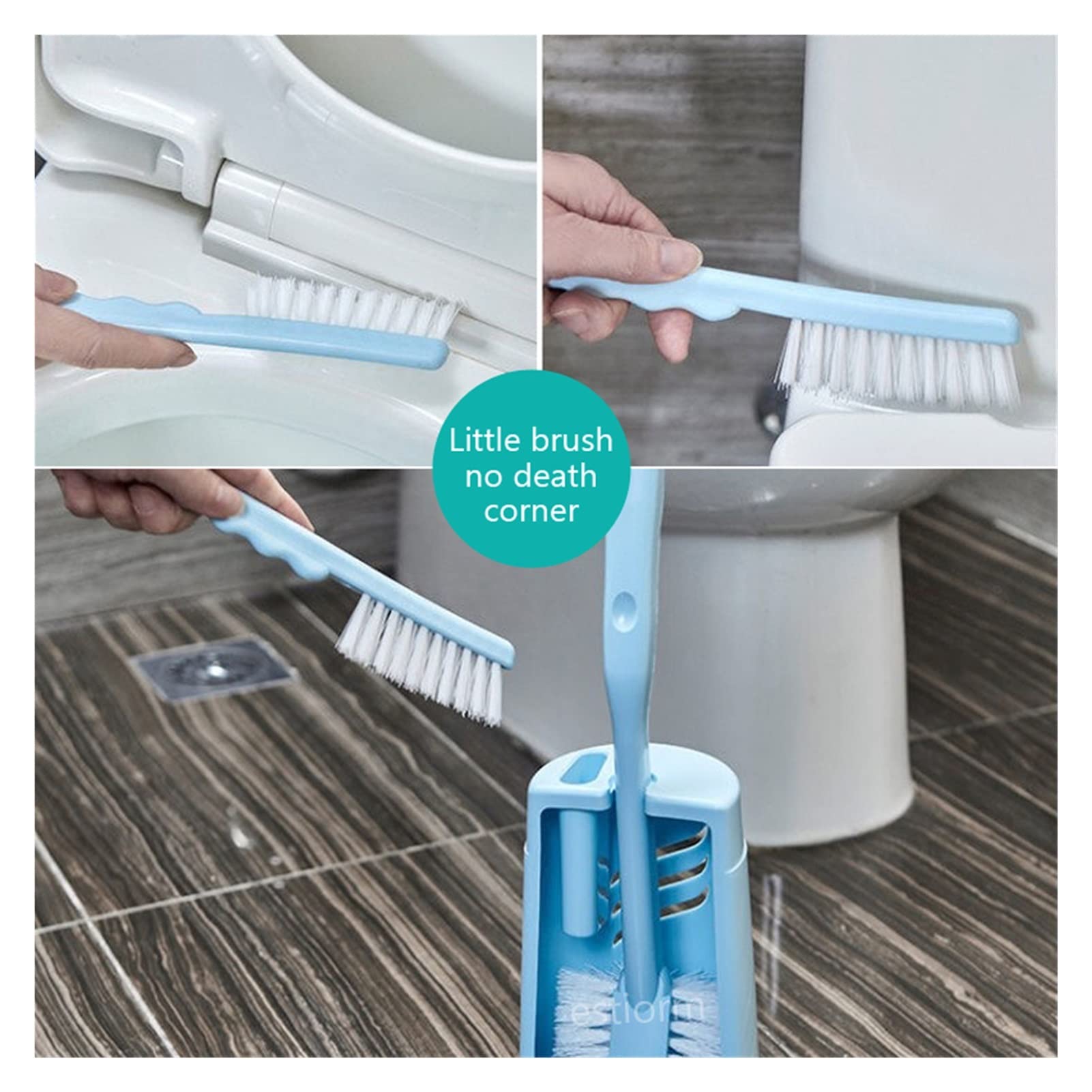 Set scopino per WC 3 in 1, scopino per WC Blu con Supporto, detergente per Il Bagno in plastica, Efficace Strumento per la Pulizia del WC, Accessorio Essenziale per Il Bagno