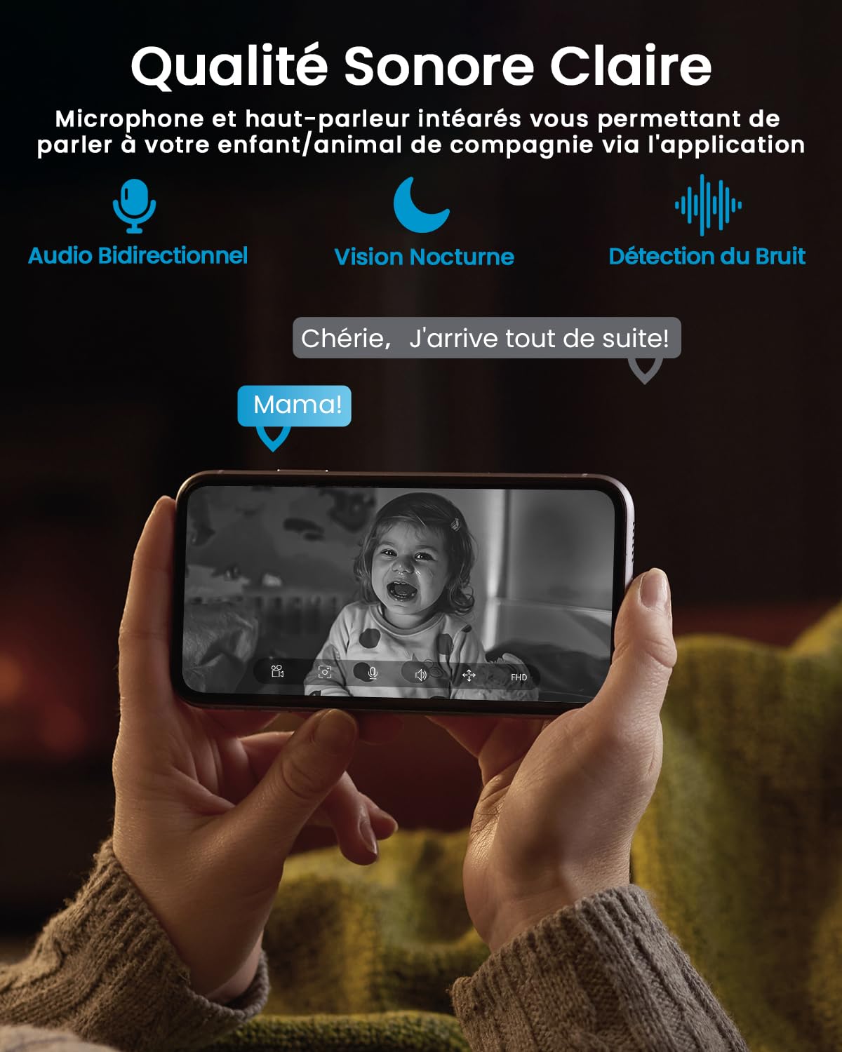 ieGeek 2 Pièces 2K Caméra Surveillance WiFi Intérieur 360° - Camera IP avec Double WiFi (2.4G/5GHz), Détection AI/PIR, Suivi Automatique, Compatible Alexa pour Chien/Bébé/Maison, SC1