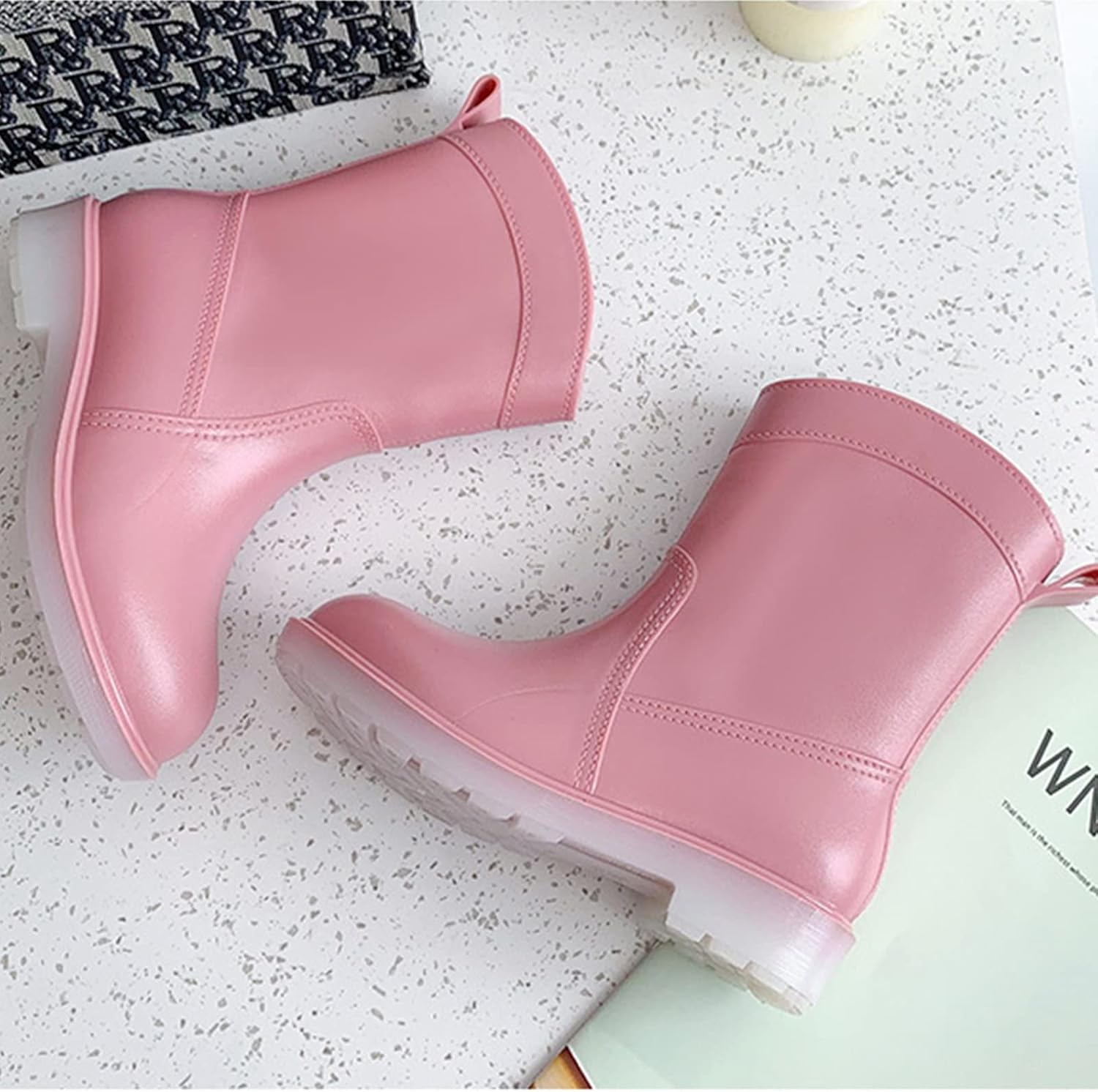 SDEQA Women's Wellington Boots Waterproof Rainy Boots Durable Non-Slip Breathable Summer