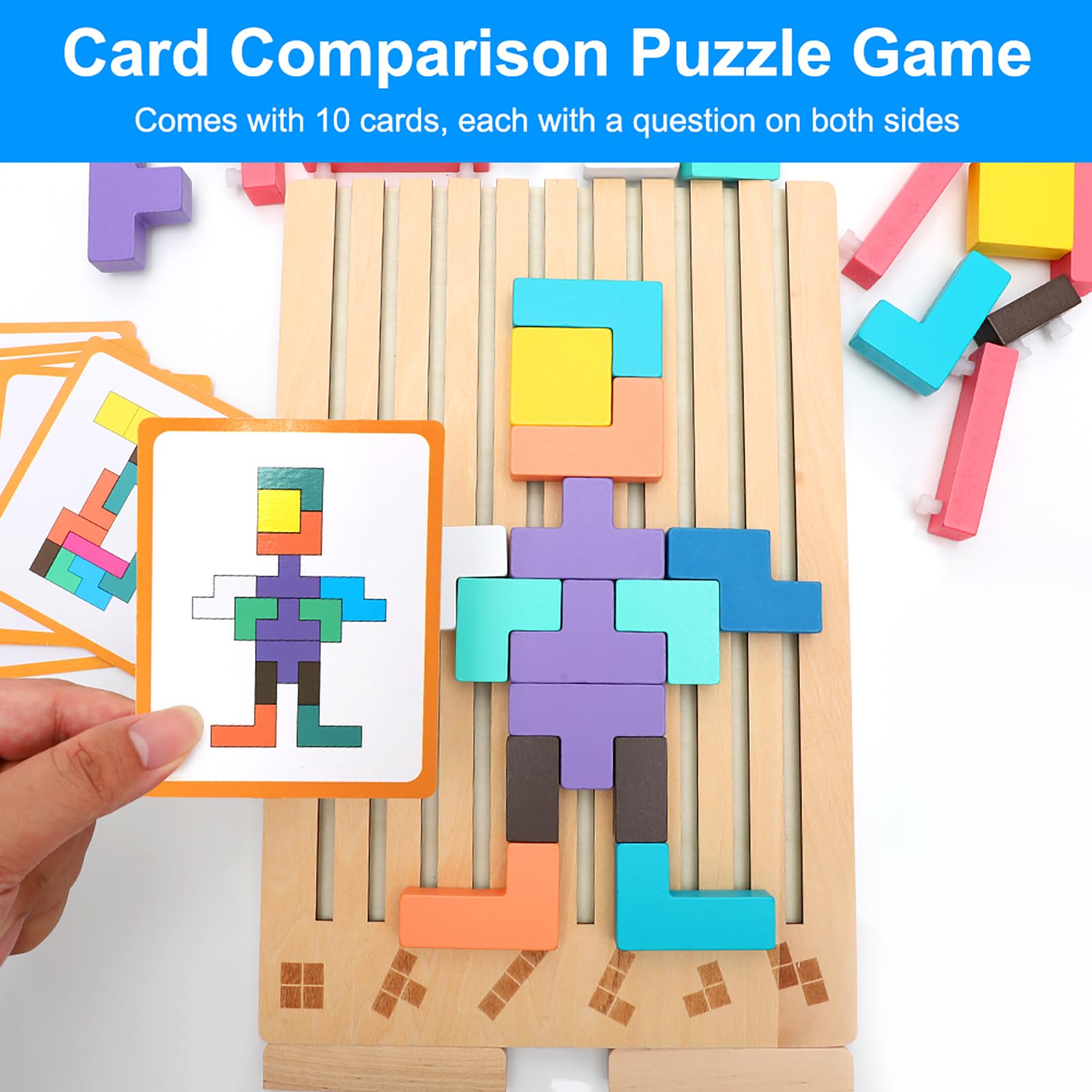 Puzzle de Logique en Bois Type Tetris - Jeu Éducatif pour Enfants Puzzle de Logique en Bois Type Tetris - Jeu Éducatif pour Enfants