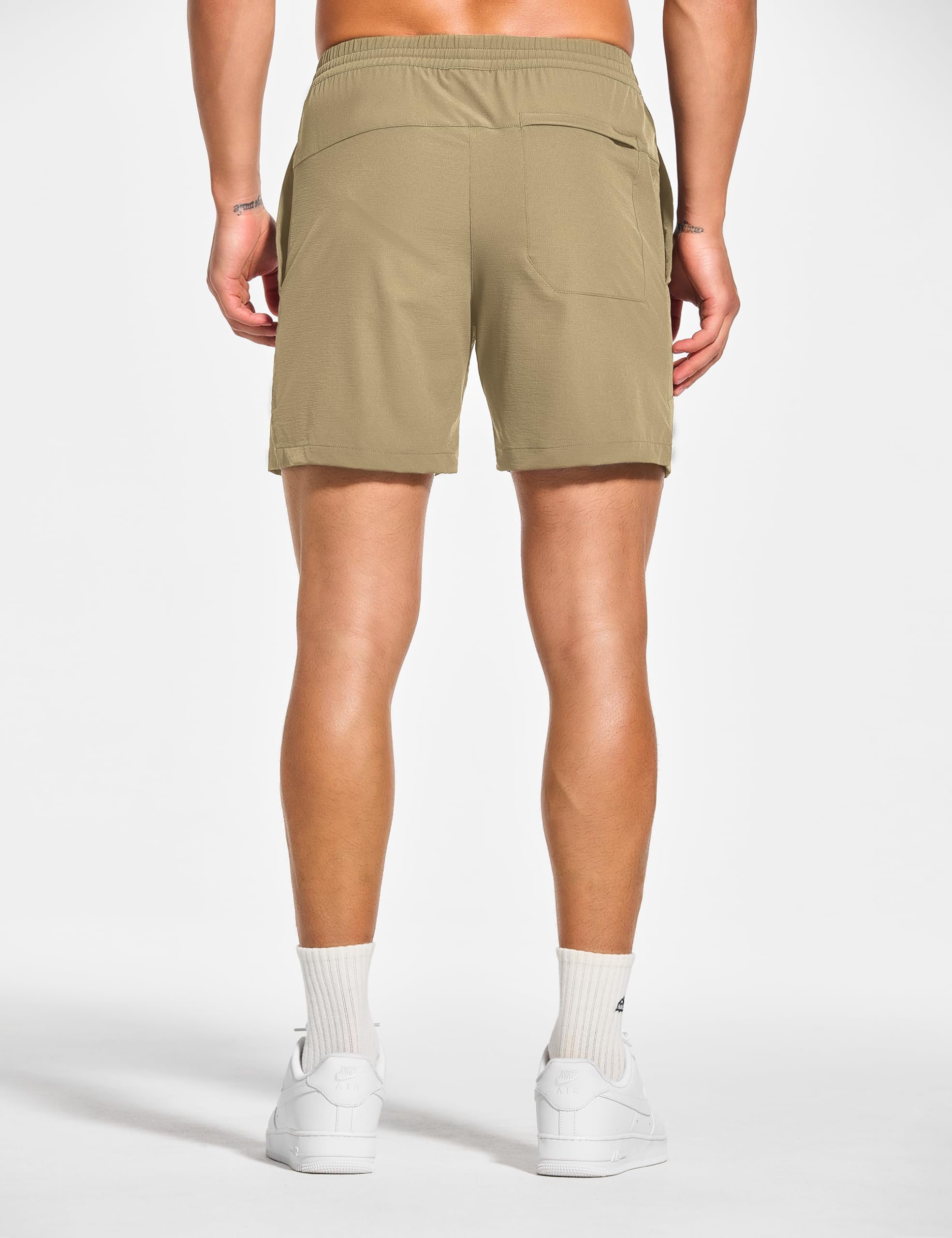 DEMOZU Short d'entraînement décontracté sans doublure pour homme - Séchage rapide - Pour la gym, la course à pied - Avec poches - 12,7 cm