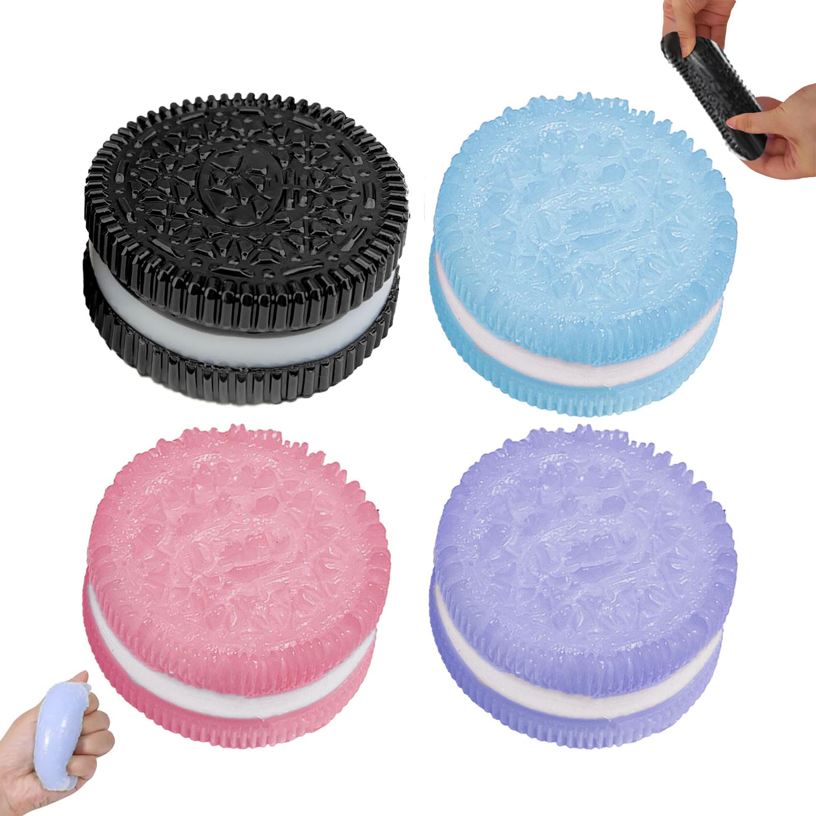 GWAWG 4 Pcs Biscuit Stress Relief Toy, Squishy Anti-Stress Toy, Taba Squishy, Handmade Silicone Stress Relief, Taba Squishy