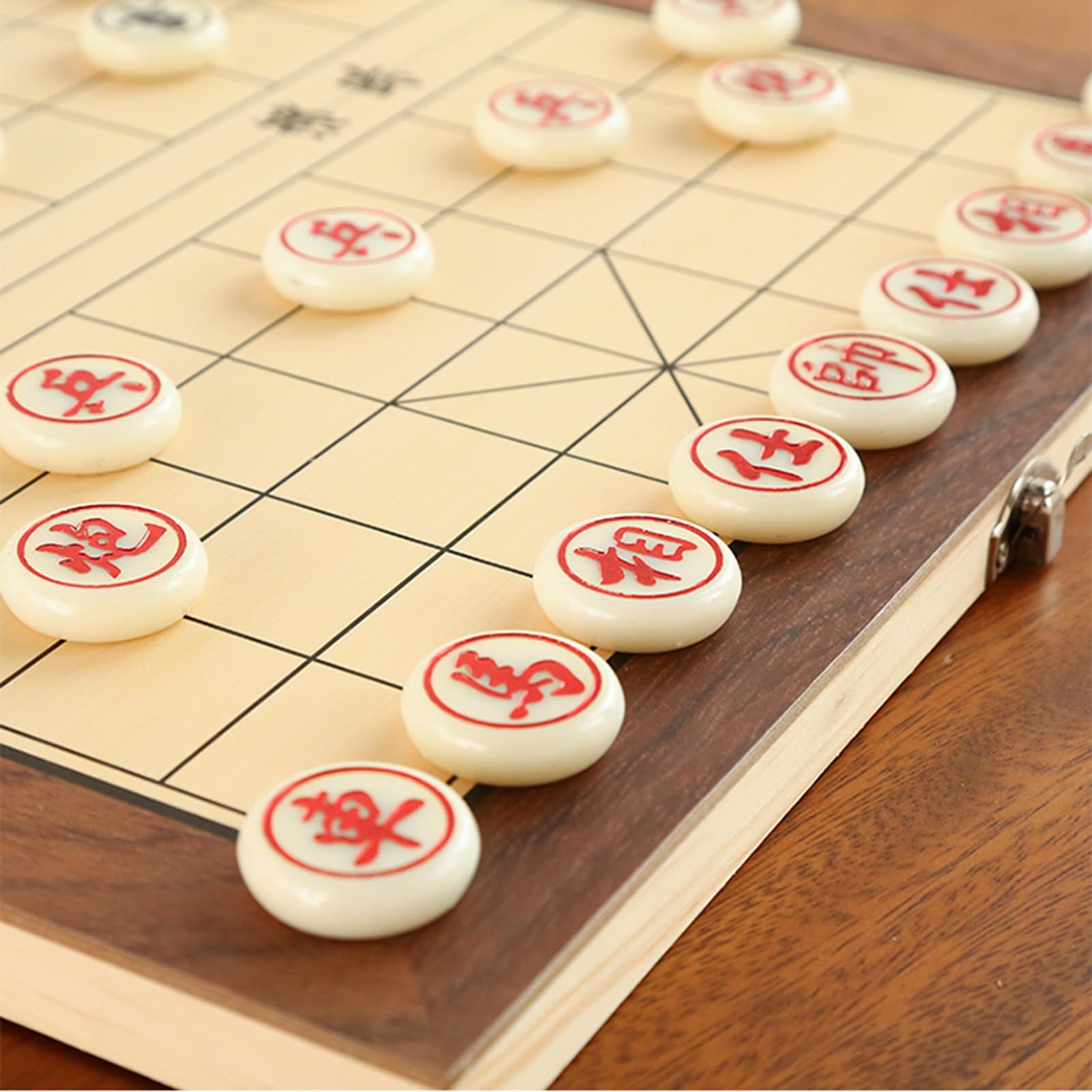Chinesisches Schach Xiangqi, magnetische Spielsteine, Reisebrettspielset mit faltbarem Schachbrett, traditionelle pädagogische Strategiespiele(15.3 x 15.3in)