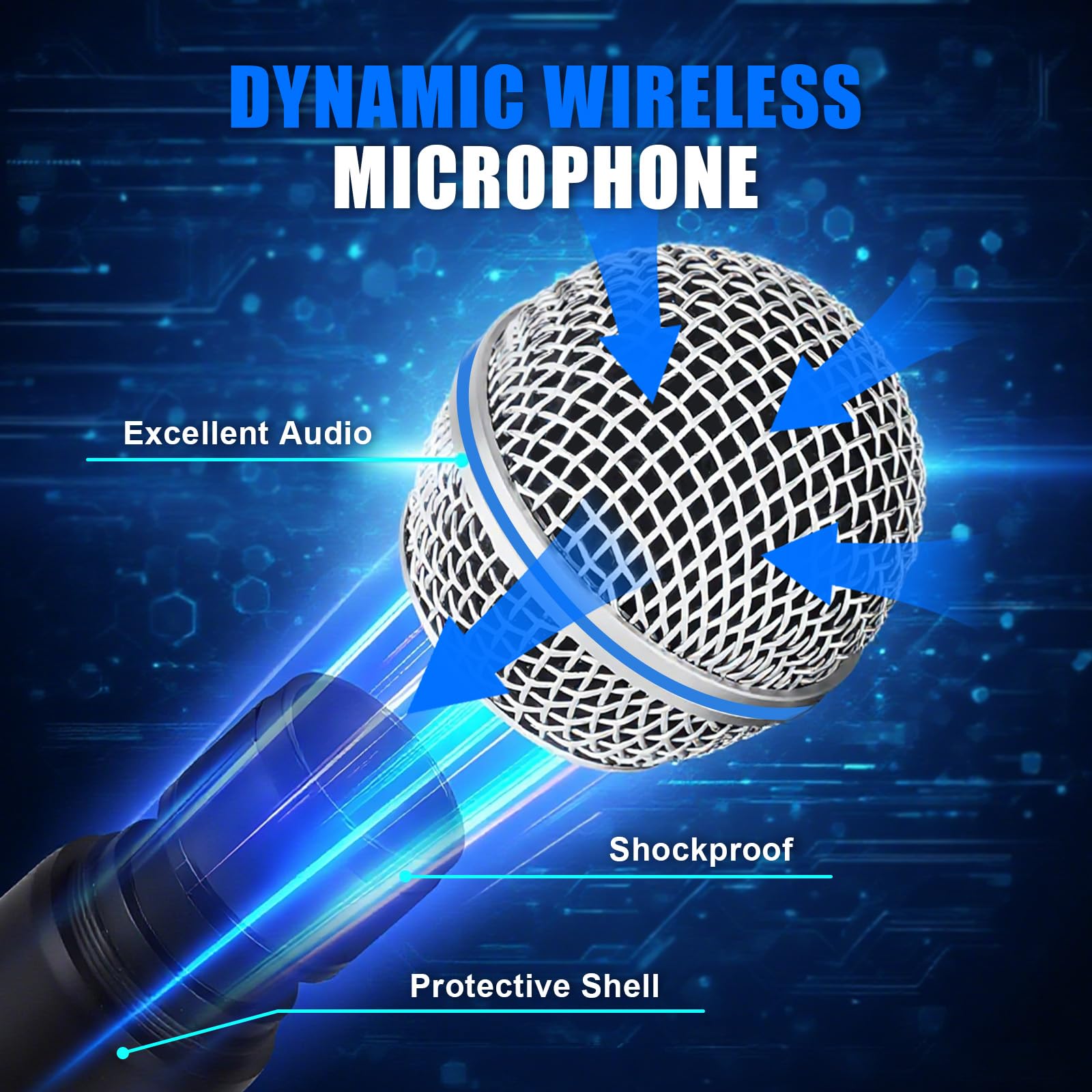2PCS Microphone sans Fil Professionnel, Microphone Karaoké avec Connexion par Puce Individuelle, Réception à 50 Mètres de Distance, Durée de 12H pour Chant, DJ et Soirées à Domicile (Noir)