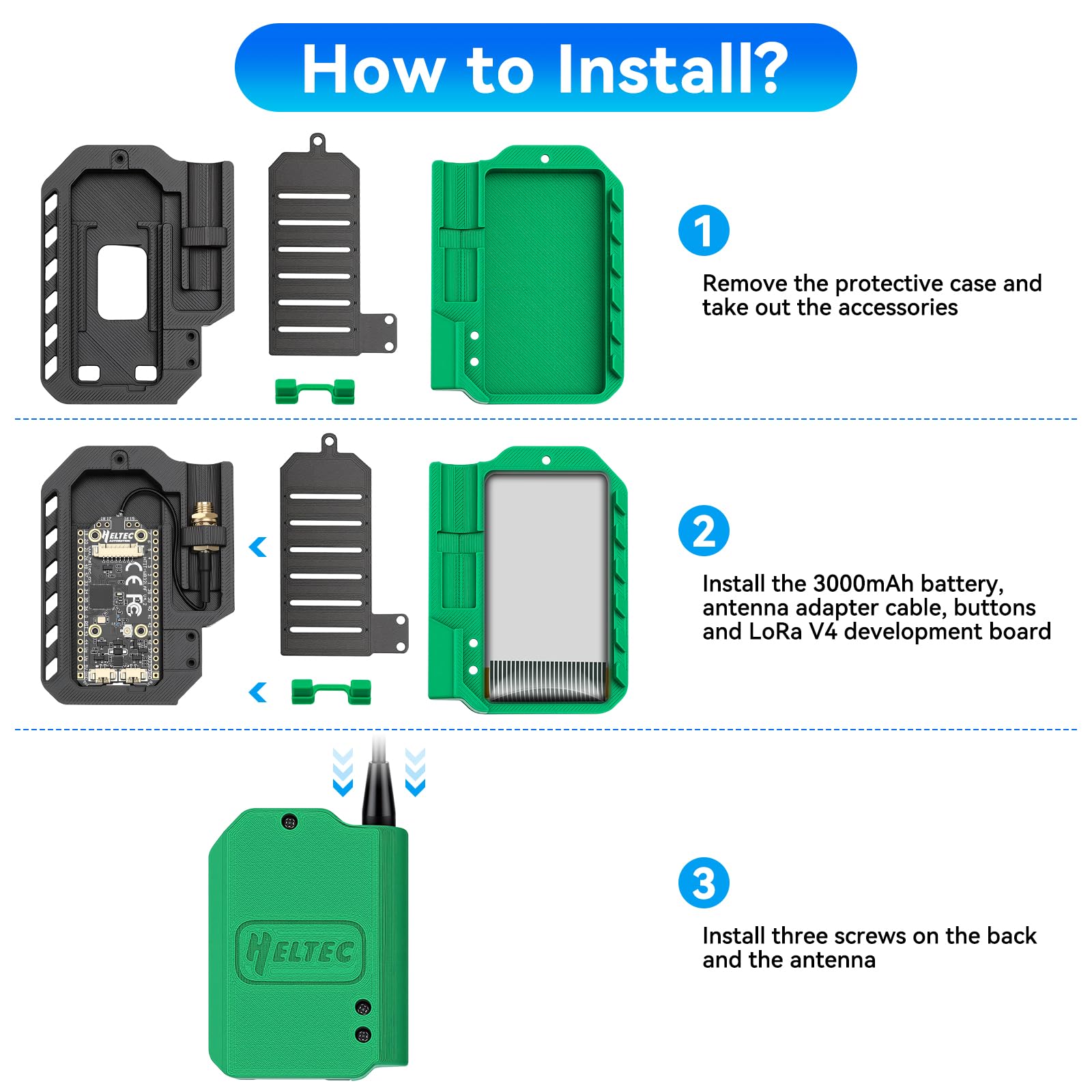 1 scheda di sviluppo ESP32 LoRa V4 con batteria da 3000 mAh e set di alloggiamento, supporta WiFi, Bluetooth, trasferimento dati LoRa 868 MHz per Meshtastic LoRaWAN Arduino