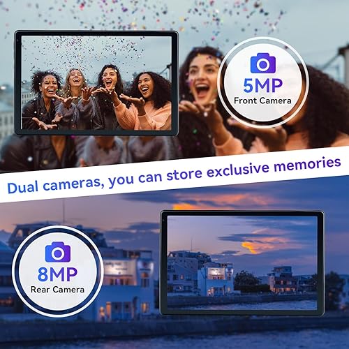 Miniatura 4 de Tablet 10.1 pulgadas Android 13 Octa-core con 8 (4+4) GB+128GB Tabletas, 5MP+8MP Cámara, Bluetooth 5.0 Tablet PC (gris)