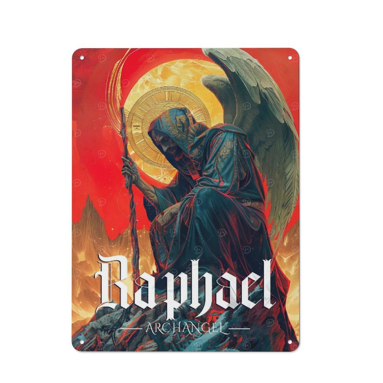 Junmoney Raphael Archangel Printed Metal Sign 40X30cm For Café Or Restaurant, New-Space Wall Decor For Café Owners And Decorators