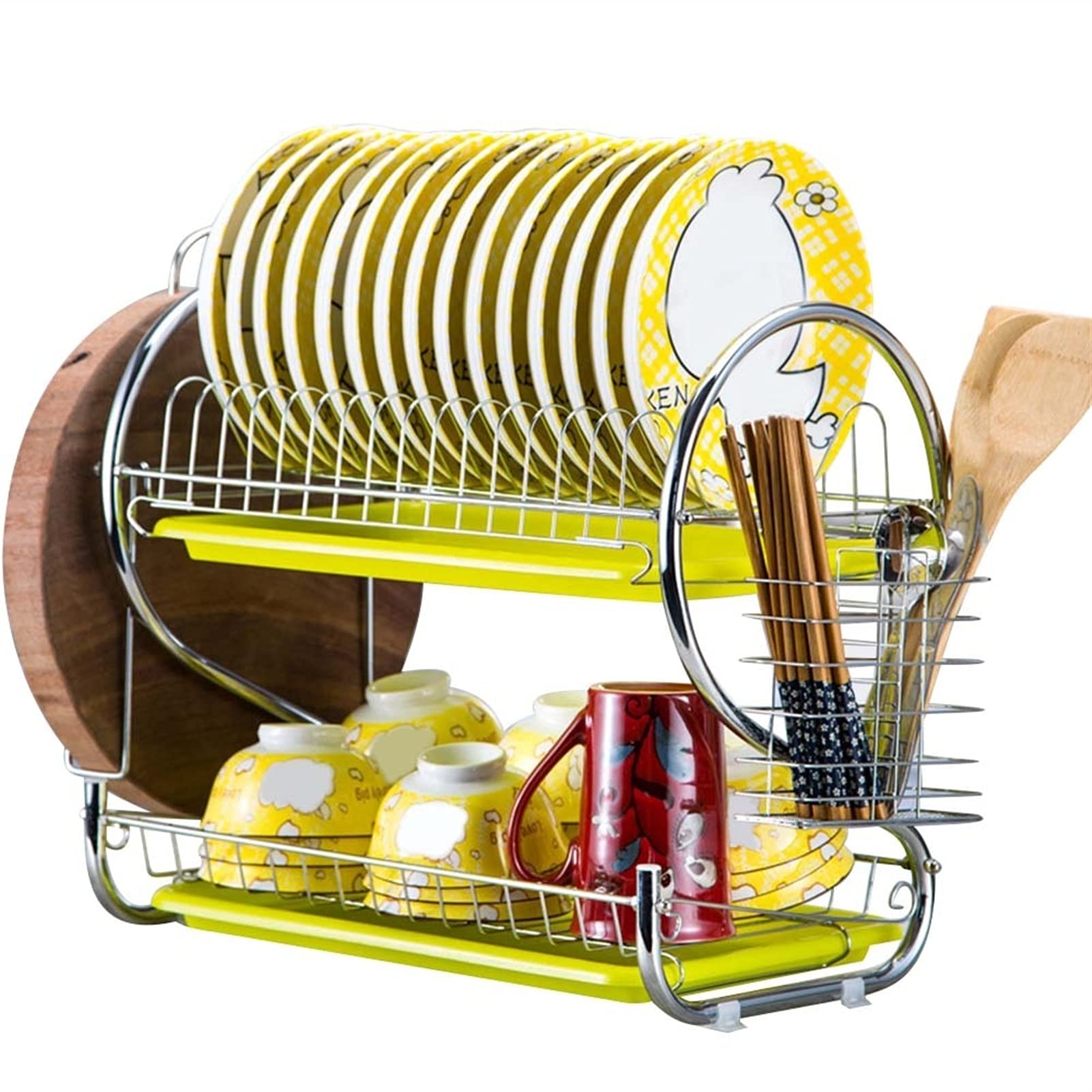 Geschirrkorb 2 eile schüssel abtrohre edelstahl trocknende rackschüssel schüssel ableiten regal trockner tray halter küche organizer Geschirr Abtropfgestell ( Color : A , Number of Tiers : 2 tier )