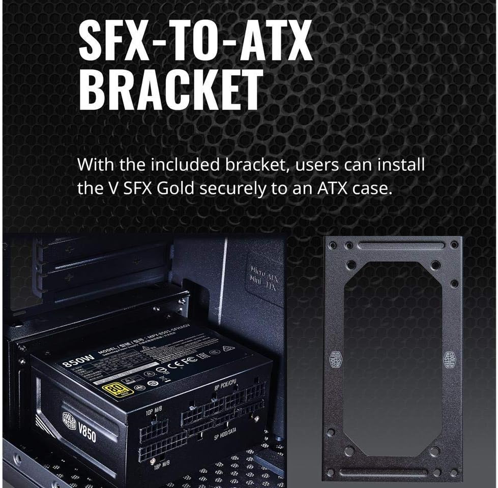 Big Sale Cooler Master V850 SFX Gold Full Modular, 850W, 80 Gold Efficiency, ATX Bracket Included, Quiet FDB Fan, SFX Form Factor,Suitable for Mini-ITX Computer case. 10 Year Warranty