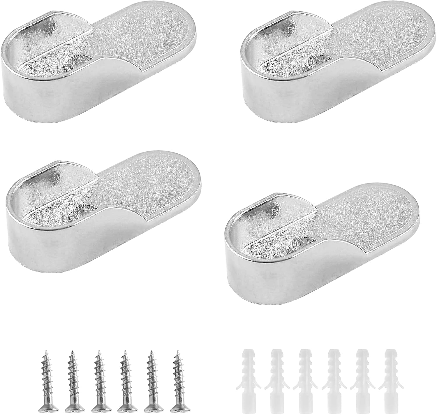 4 Pack Oval Closet Rod End Supports, 15x30mm, Chrome