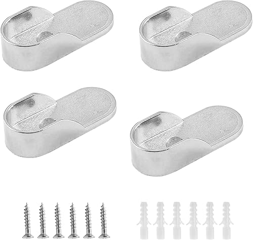 Miniatura 17 de Paquete de 2 soportes ovalados de extremo de barra de armario, soporte de armario de aleación de zinc, soporte de barra de armario para varillas