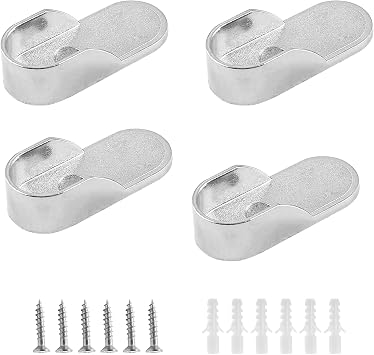 4 Pack Oval Closet Rod End Supports, 15x30mm, Chrome