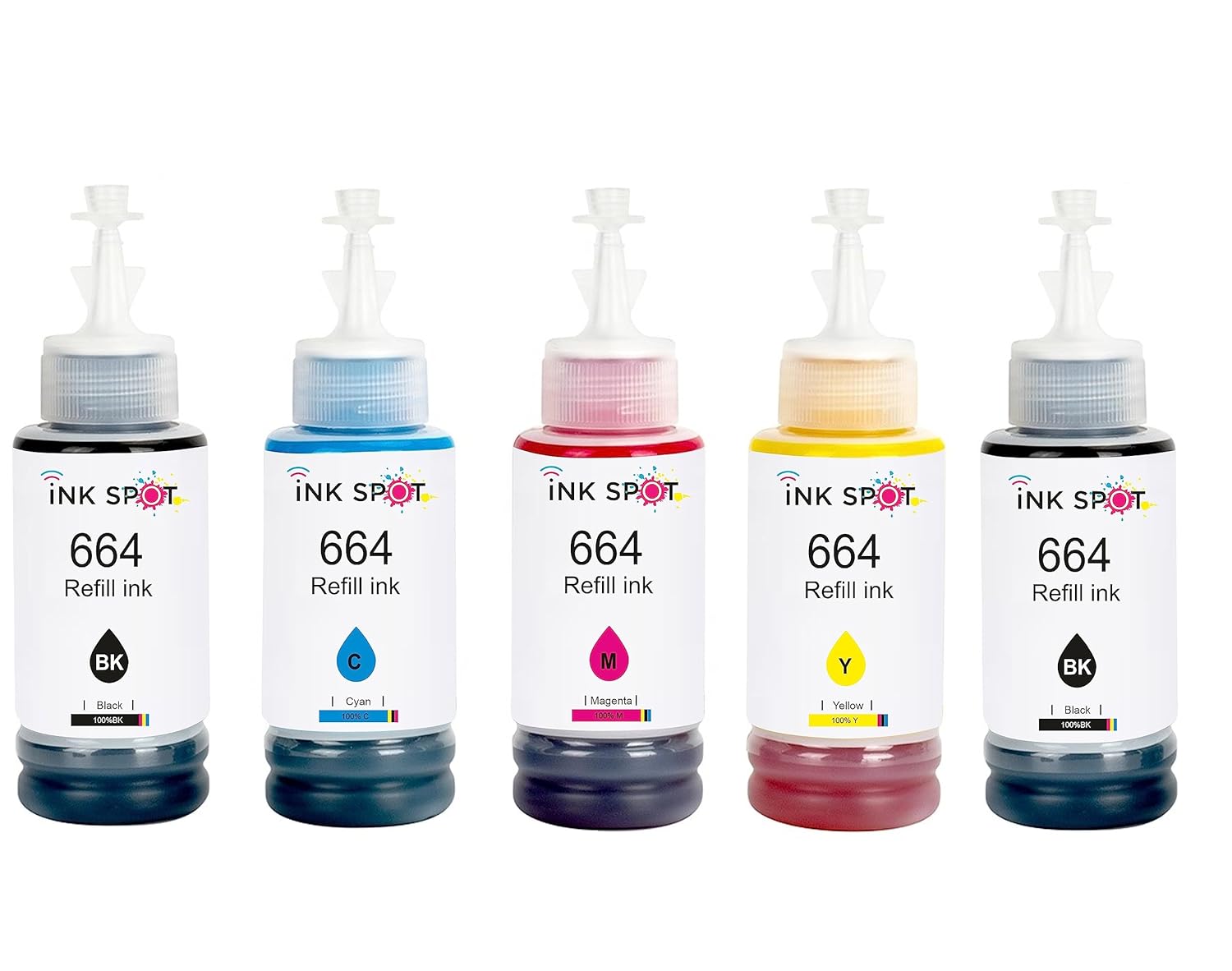 INKSPOT 664 Compatible Refill Ink Bottle Set for Epson L130, L360, L380 ...
