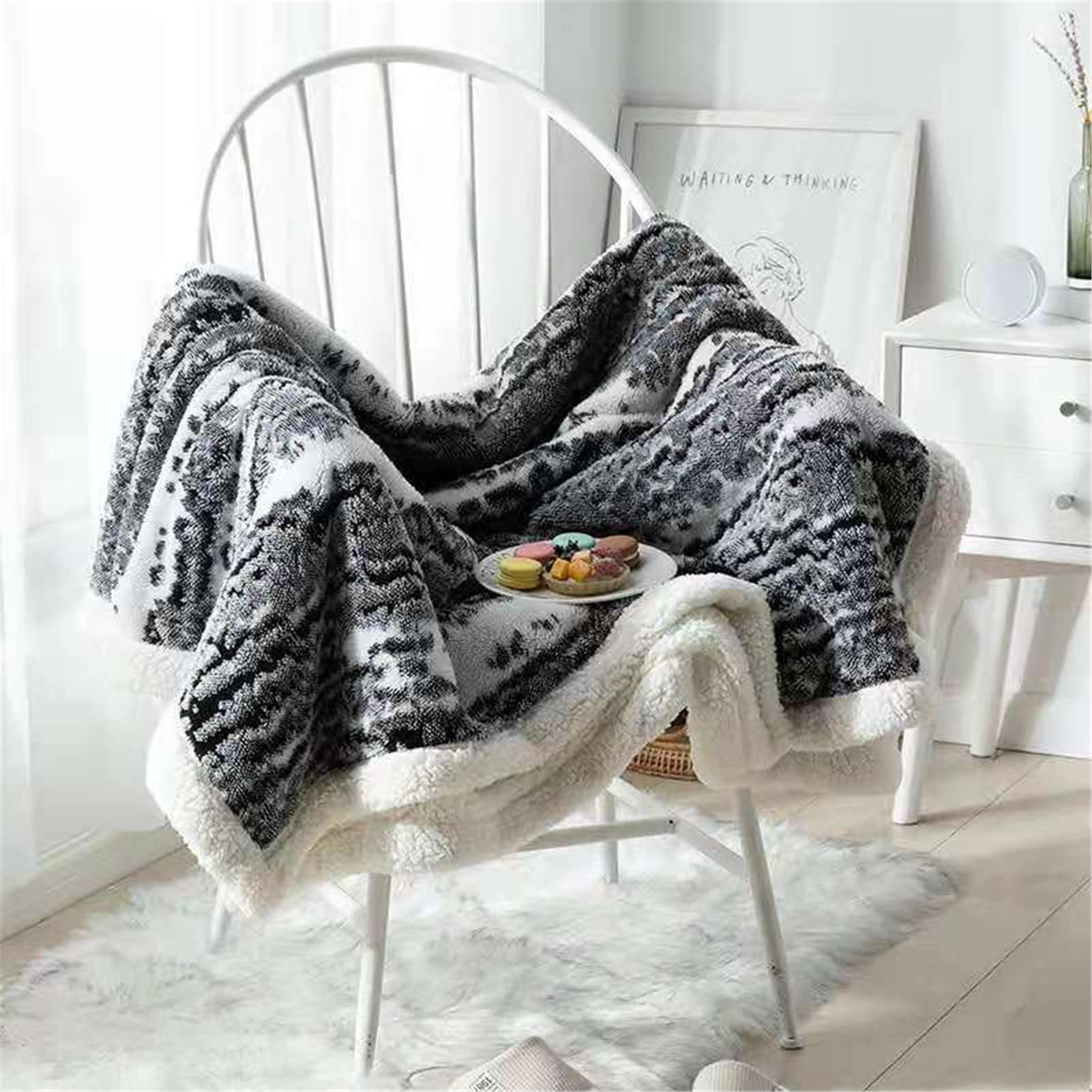 Sobrecama Manta Sherpa Franela Reversible, Manta Polar Pequeña para, Manta Felpa De Sofá, 100% Microfibra, Suave, Caliente, Transpirable para Invierno (Negro,180 * 200CM)