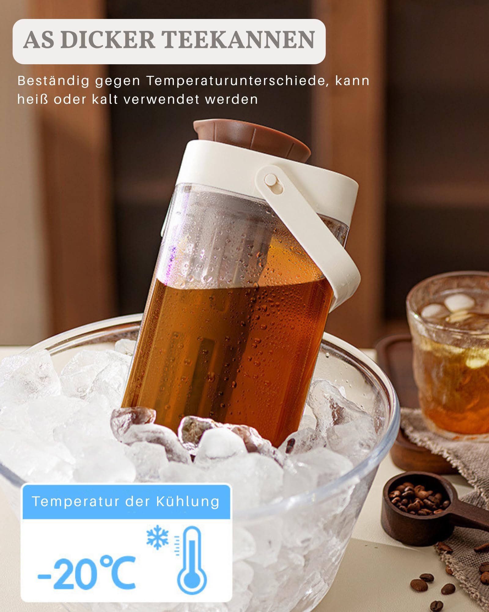 JanYoo Cold Brew Kaffeebereiter 1000ml, Cold Brew Coffee Maker mit Feinstfilter, Kaltgebrüh-Kaffeemaschine Tragbar für Eiskaffee, Eistee, Saft