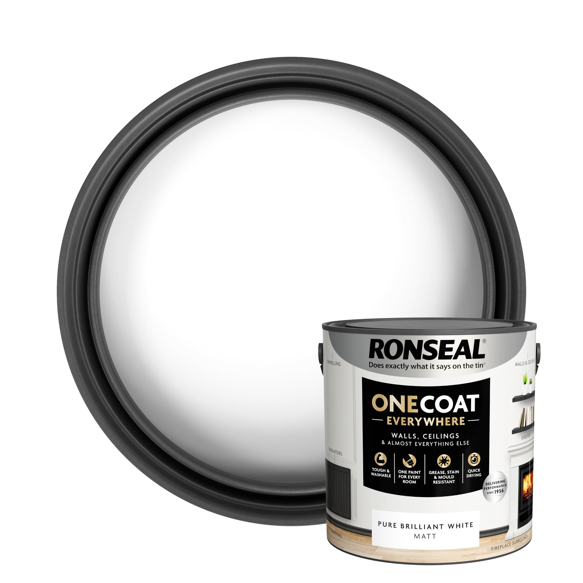 Ronseal One Coat Everywhere Matt Paint 2.5L Pure Brilliant White