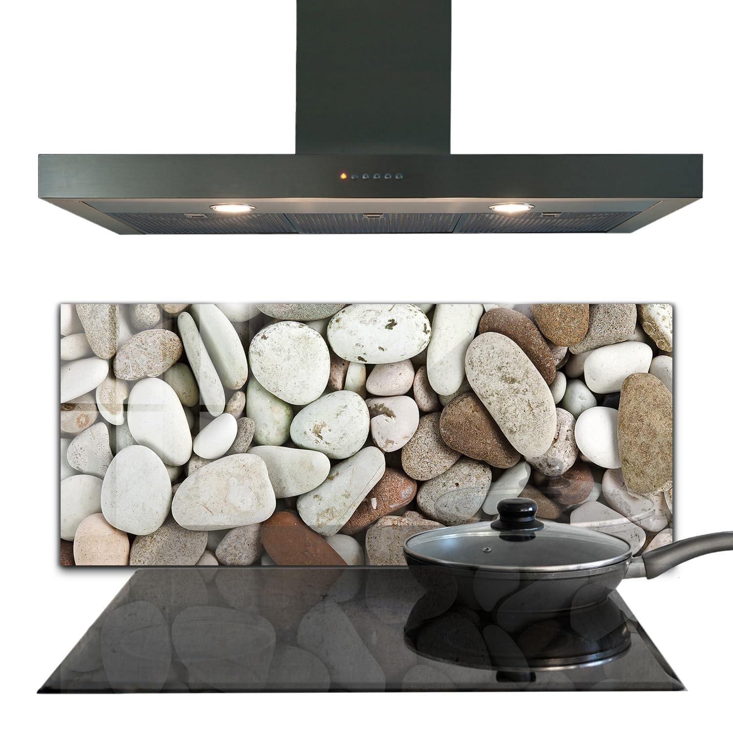 Panneau de cuisine verre trempé 125x50 cm décoration murale autocollante crédence plage pierreuse