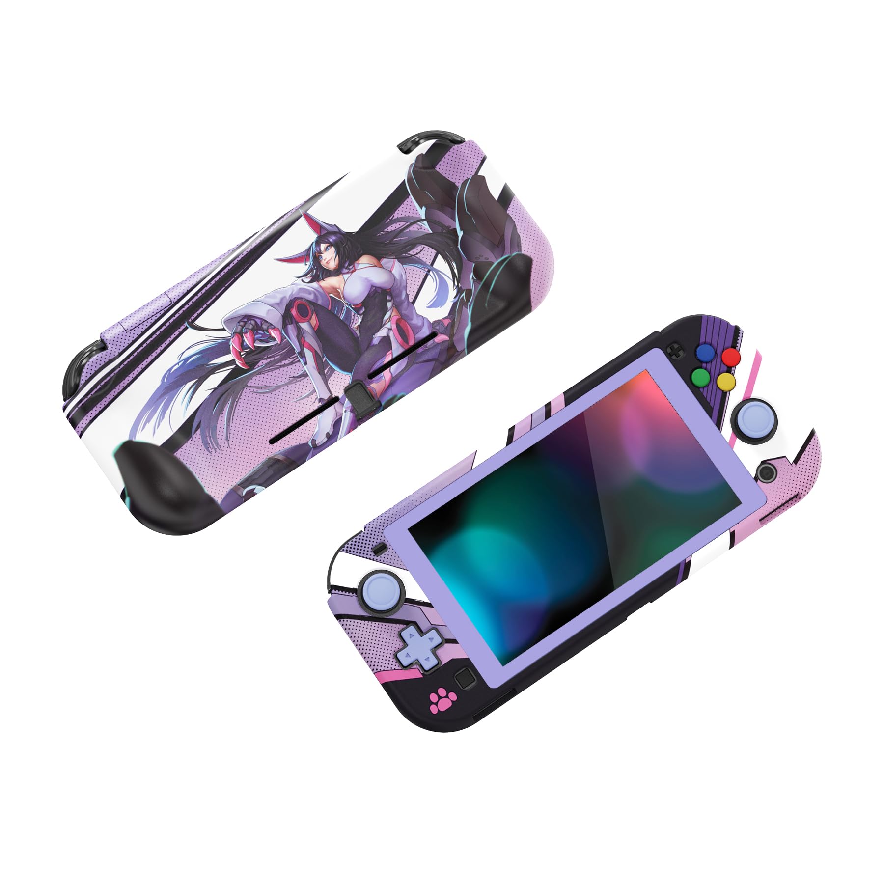 Playvital ZealProtect Custodia per Nintendo Switch Lite, custodia protettiva per accessori, impugnatura ergonomica Joycon con pellicola protettiva e tappi per tasti per Switch Lite (Neko Mecha)