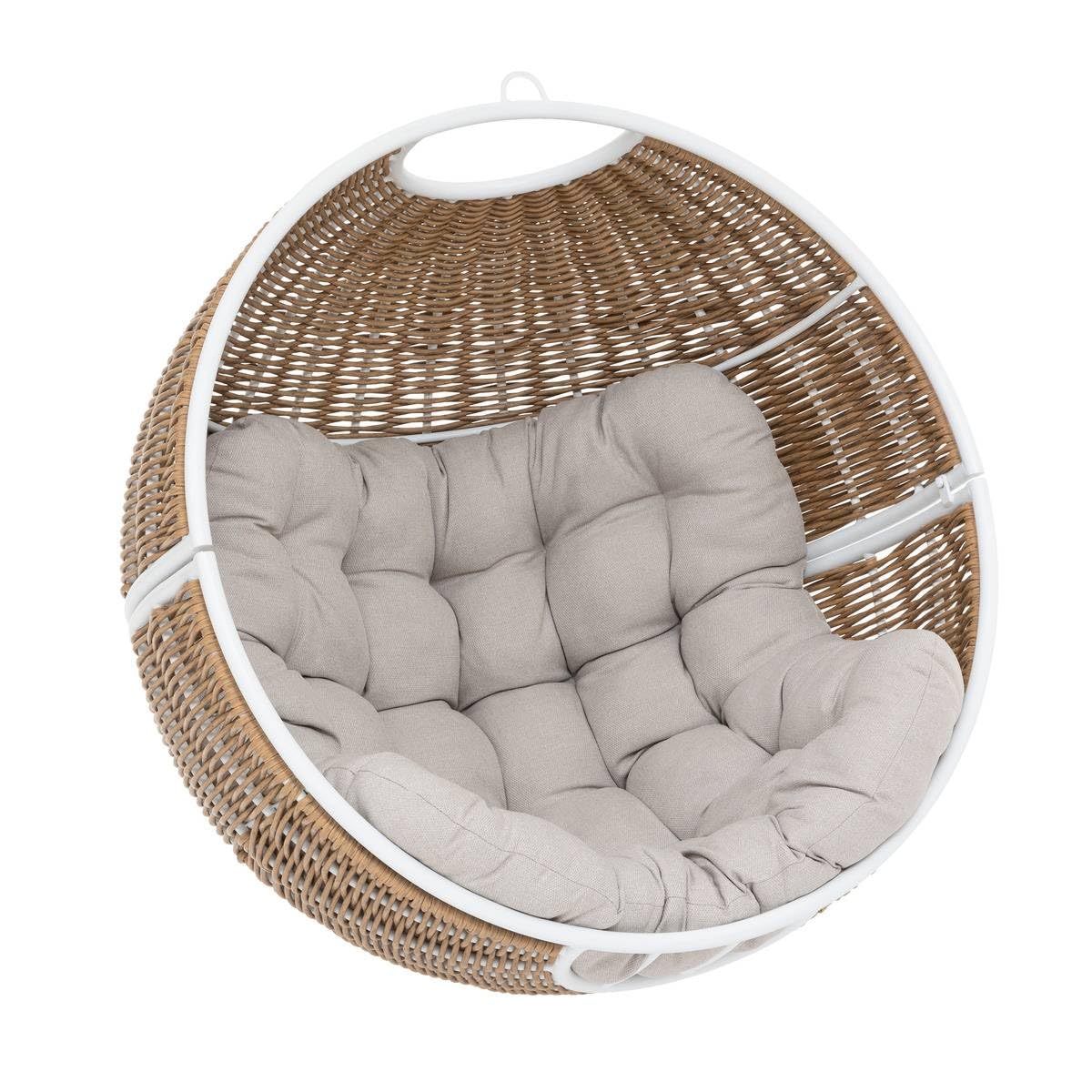 Hespéride - Loveuse Orbiana - Fauteuil Suspendu - Taupe et Blanc - Jardin, Terrasse - Confortable Coussin Intégré - Support Non Inclus